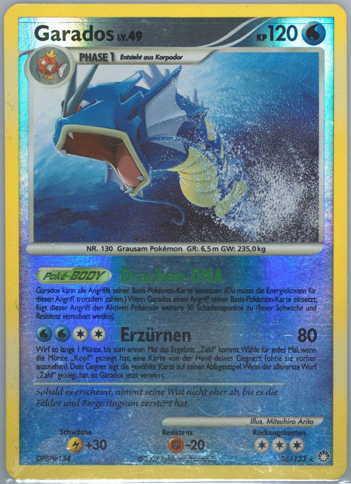 Garados-Reverse Foil German (26) 2007 Pokemon Diamond & Pearl Mysterious Treasures