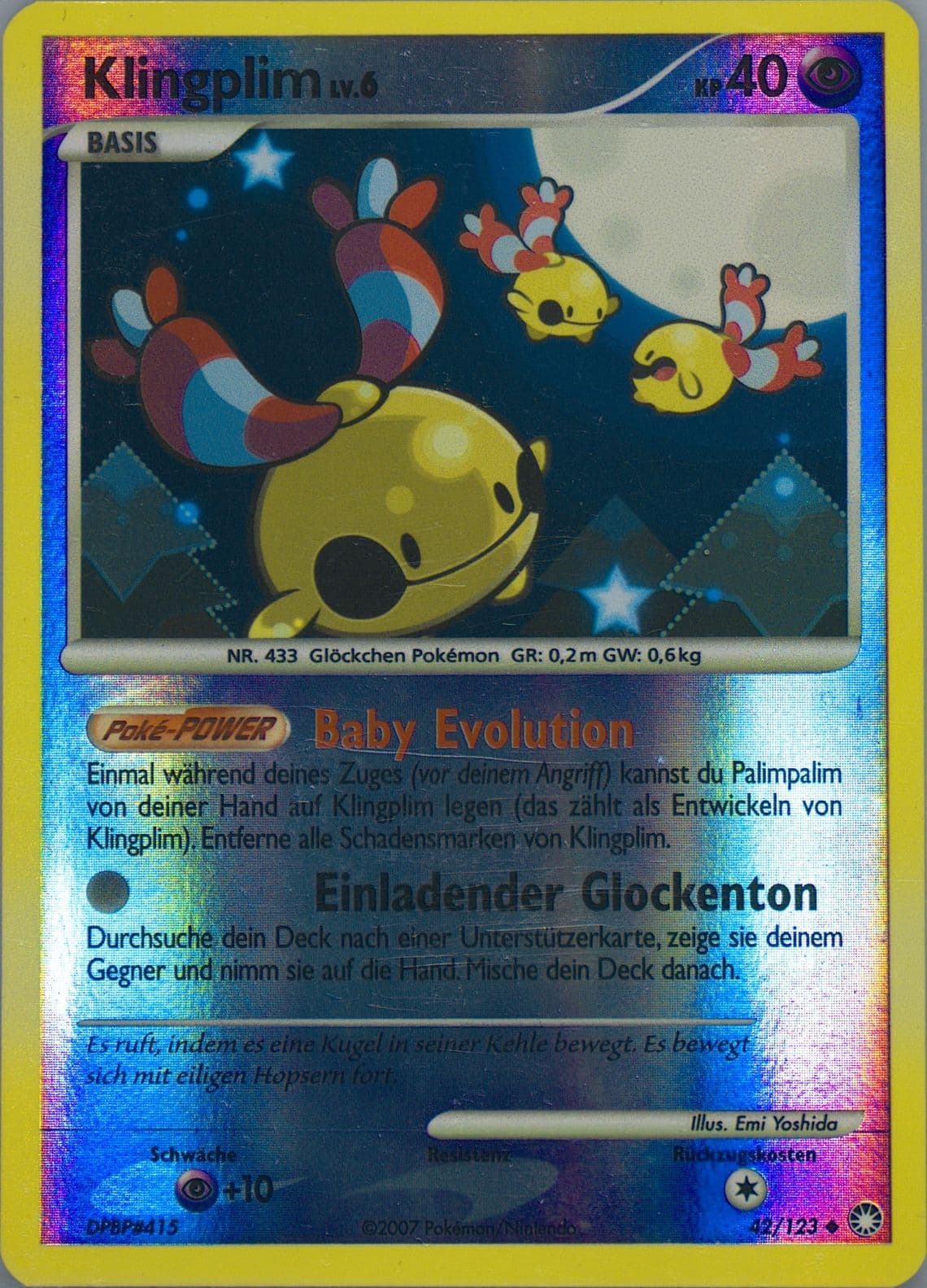 Klingplim-Reverse Foil German (42) 2007 Pokemon Diamond & Pearl Mysterious Treasures