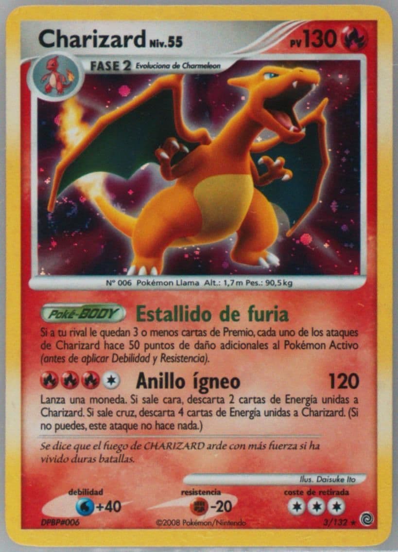 Charizard-Holo Spanish (3) 2007 Pokemon Diamond & Pearl Secret Wonders