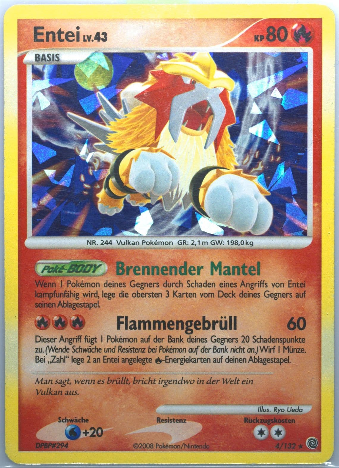 Entei-Holo (4) 2008 Pokemon German Diamond & Pearl Secret Wonders