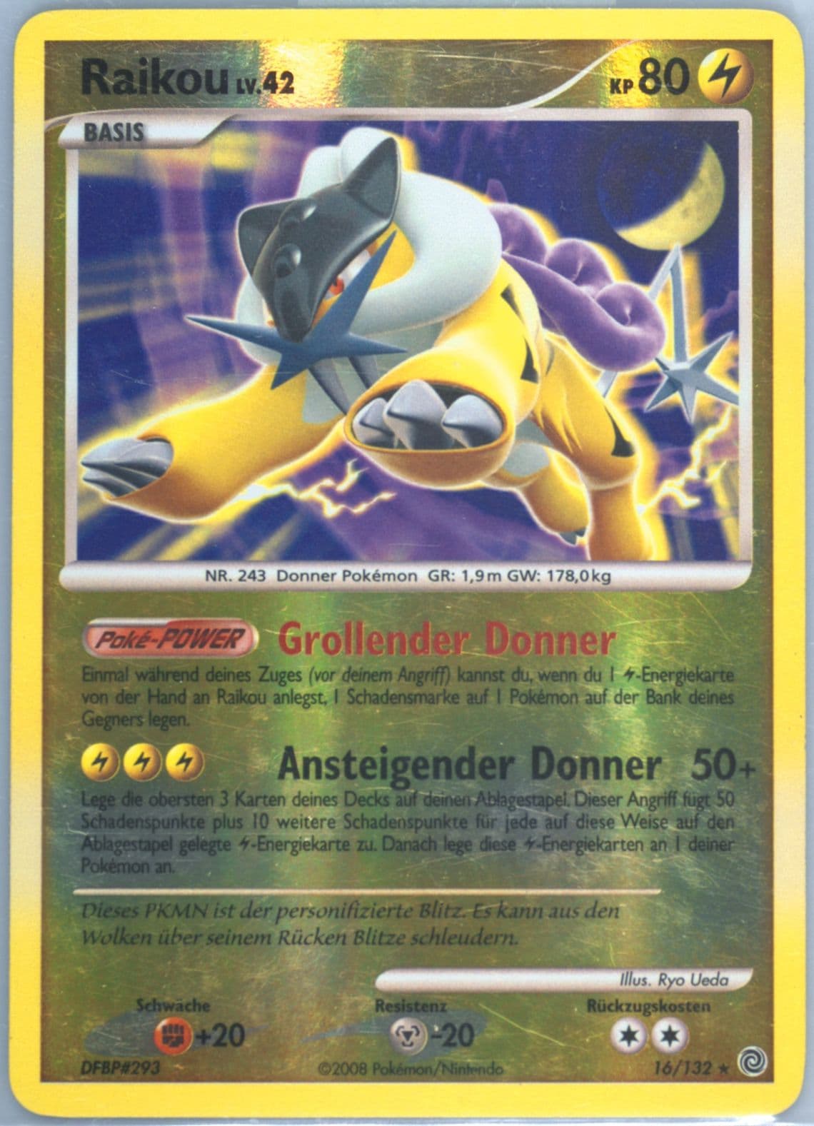 Raikou-Reverse Foil (16) 2008 Pokemon German Diamond & Pearl Secret Wonders