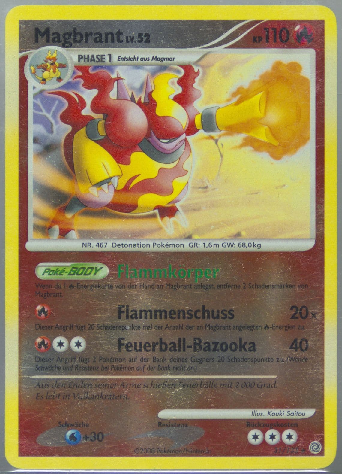 Magbrant-Reverse Foil (31) 2008 Pokemon German Diamond & Pearl Secret Wonders