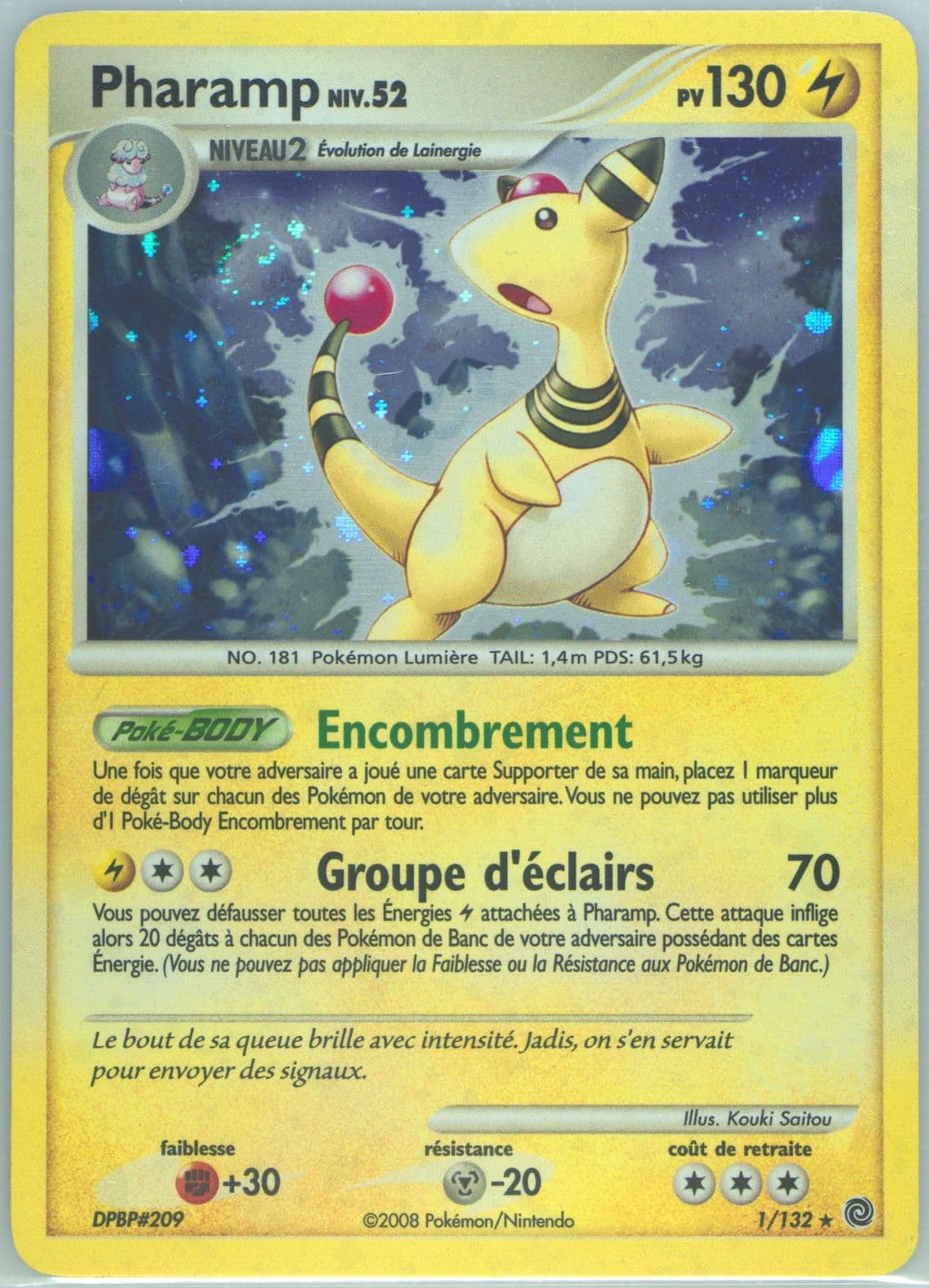 Pharamp-Holo (1) 2008 Pokemon French Diamond & Pearl Secret Wonders