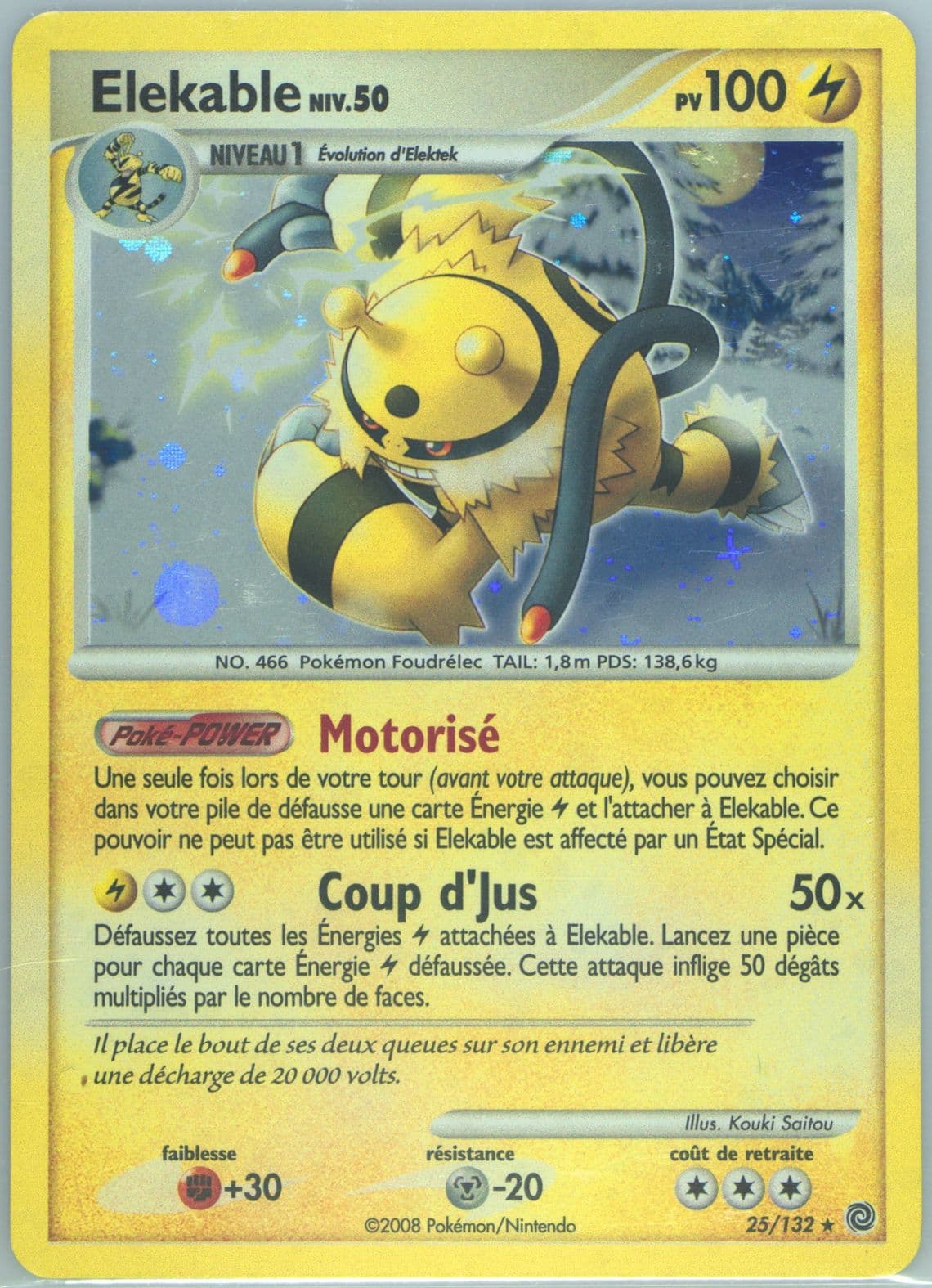Elekable (25) 2008 Pokemon French Diamond & Pearl Secret Wonders
