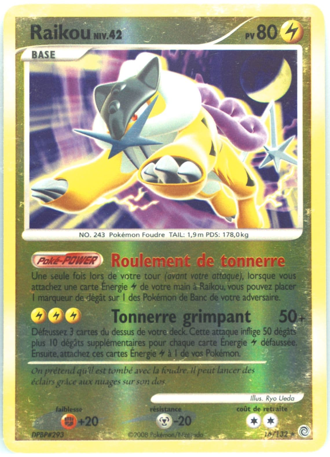 Raikou-Reverse Foil (16) 2008 Pokemon French Diamond & Pearl Secret Wonders