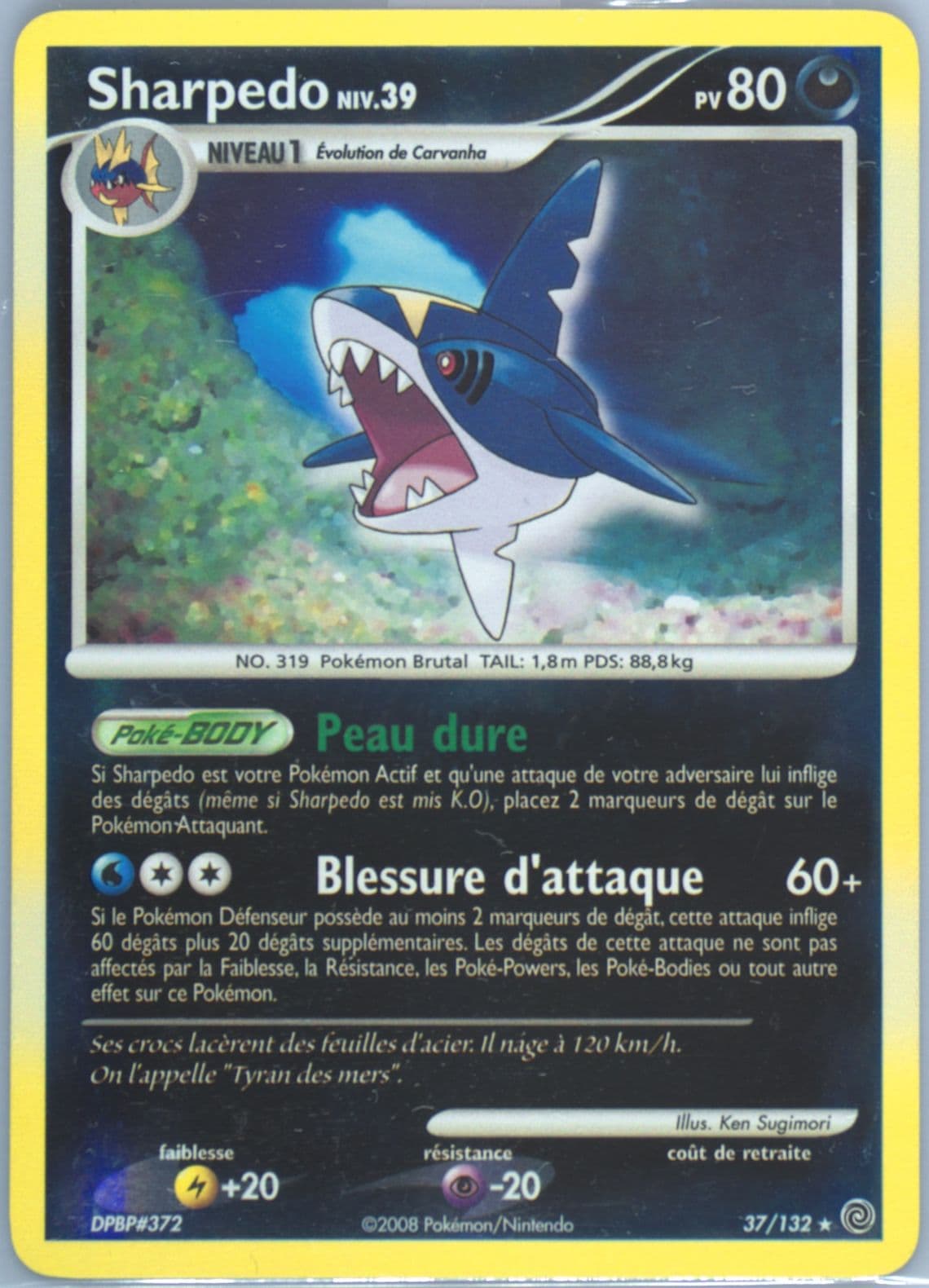 Sharpedo-Reverse Foil (37) 2008 Pokemon French Diamond & Pearl Secret Wonders