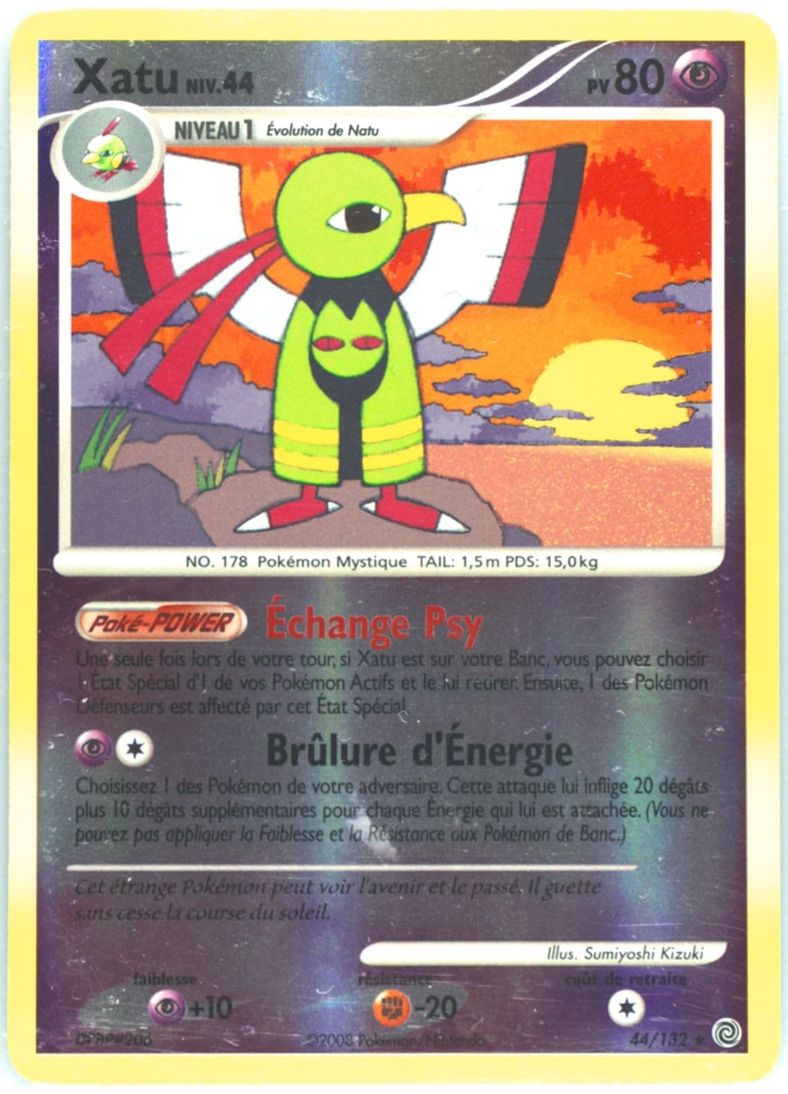 Xatu-Reverse Foil (44) 2008 Pokemon French Diamond & Pearl Secret Wonders
