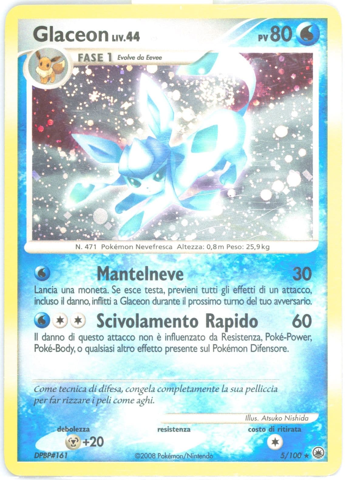Glaceon-Holo Italian (5) 2008 Pokemon Diamond & Pearl Majestic Dawn