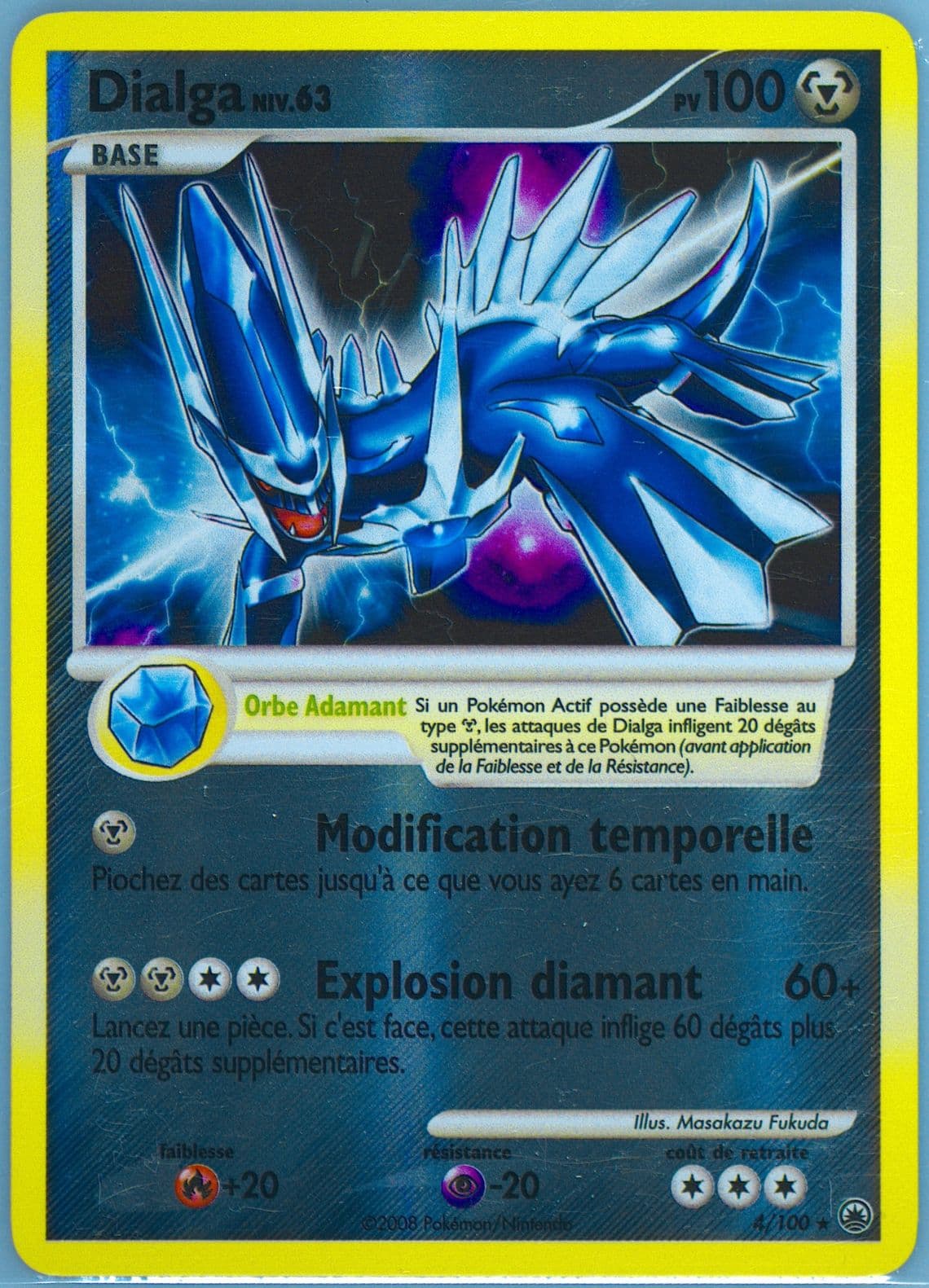 Dialga-Reverse Foil French (4) 2008 Pokemon Diamond & Pearl Majestic Dawn