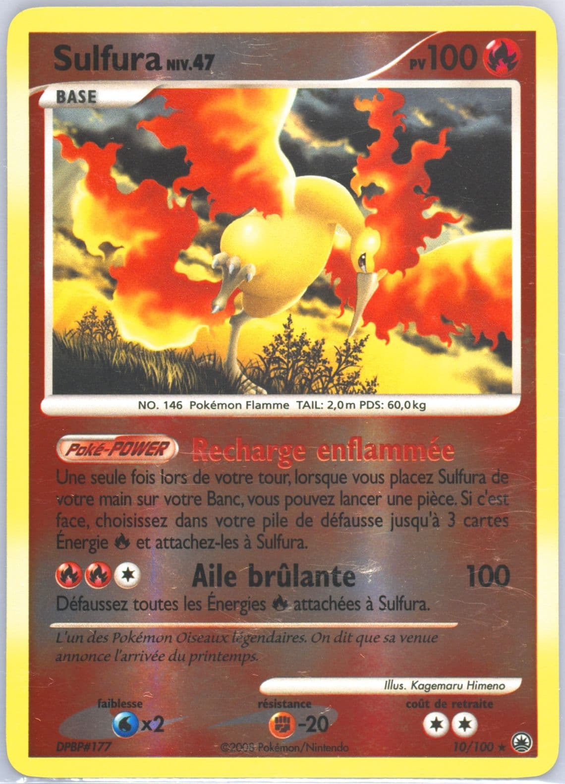 Sulfura-Reverse Foil French (10) 2008 Pokemon Diamond & Pearl Majestic Dawn