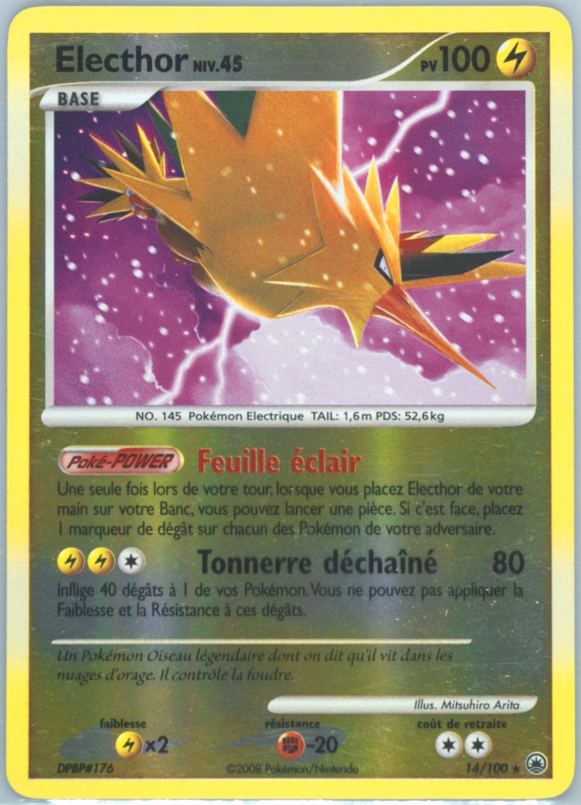 Electhor-Reverse Foil French (14) 2008 Pokemon Diamond & Pearl Majestic Dawn