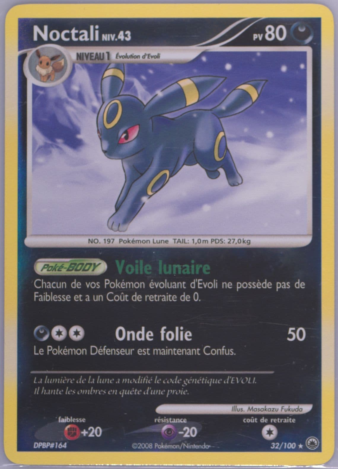 Noctali-Reverse Foil French (32) 2008 Pokemon Diamond & Pearl Majestic Dawn