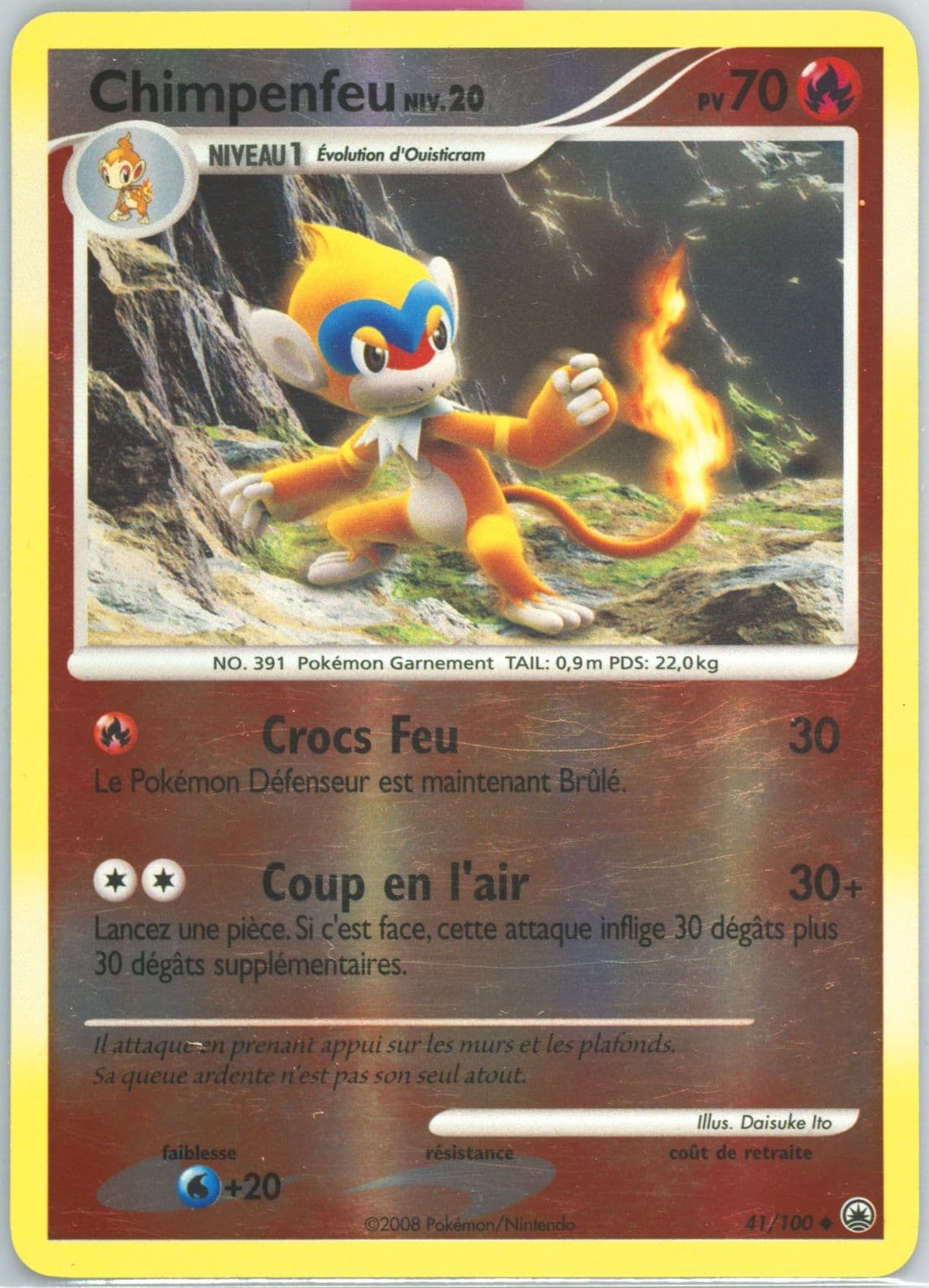 Chimpenfeu-Reverse Foil French (41) 2008 Pokemon Diamond & Pearl Majestic Dawn