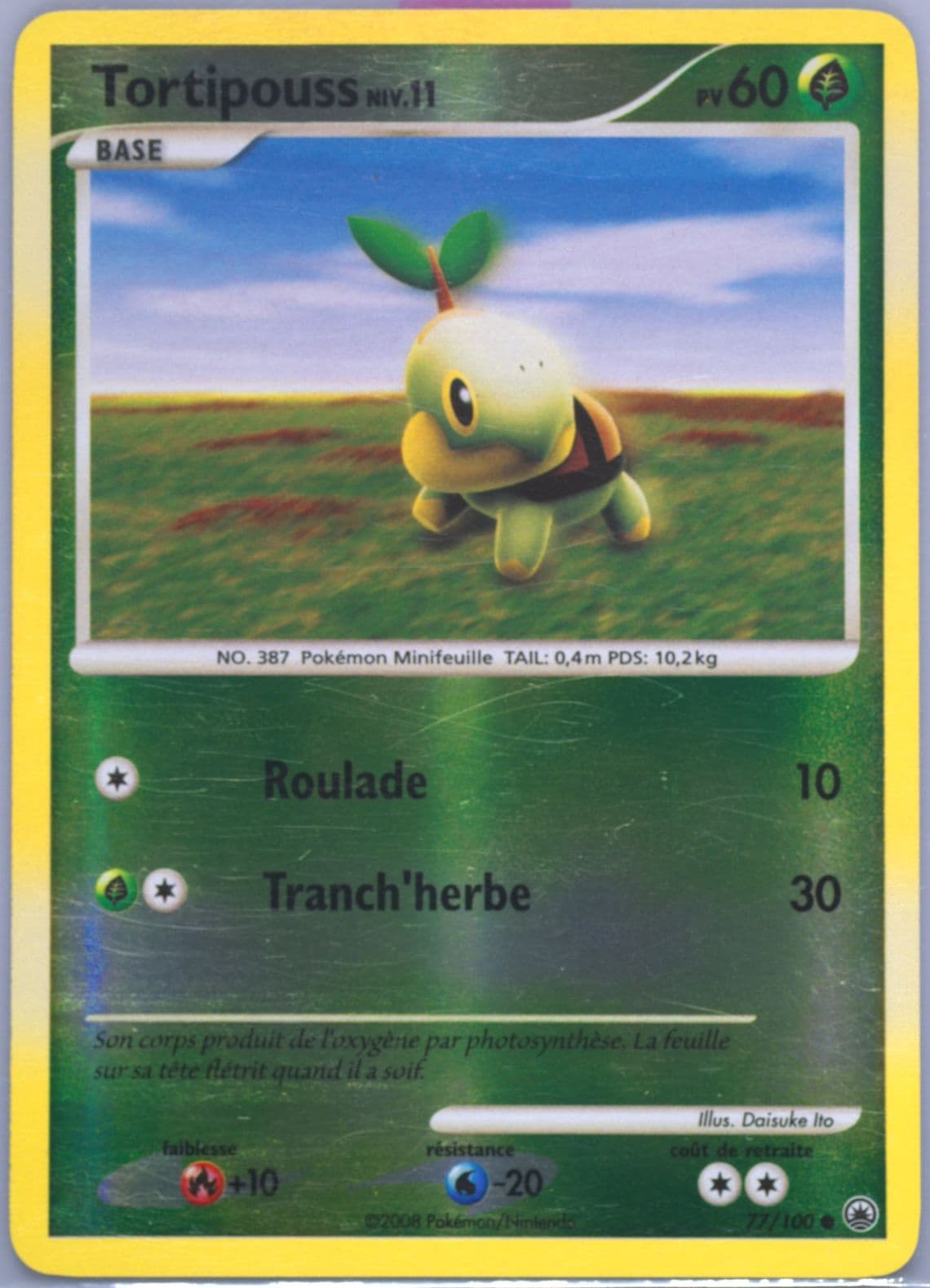 Tortipouss-Reverse Foil French (77) 2008 Pokemon Diamond & Pearl Majestic Dawn