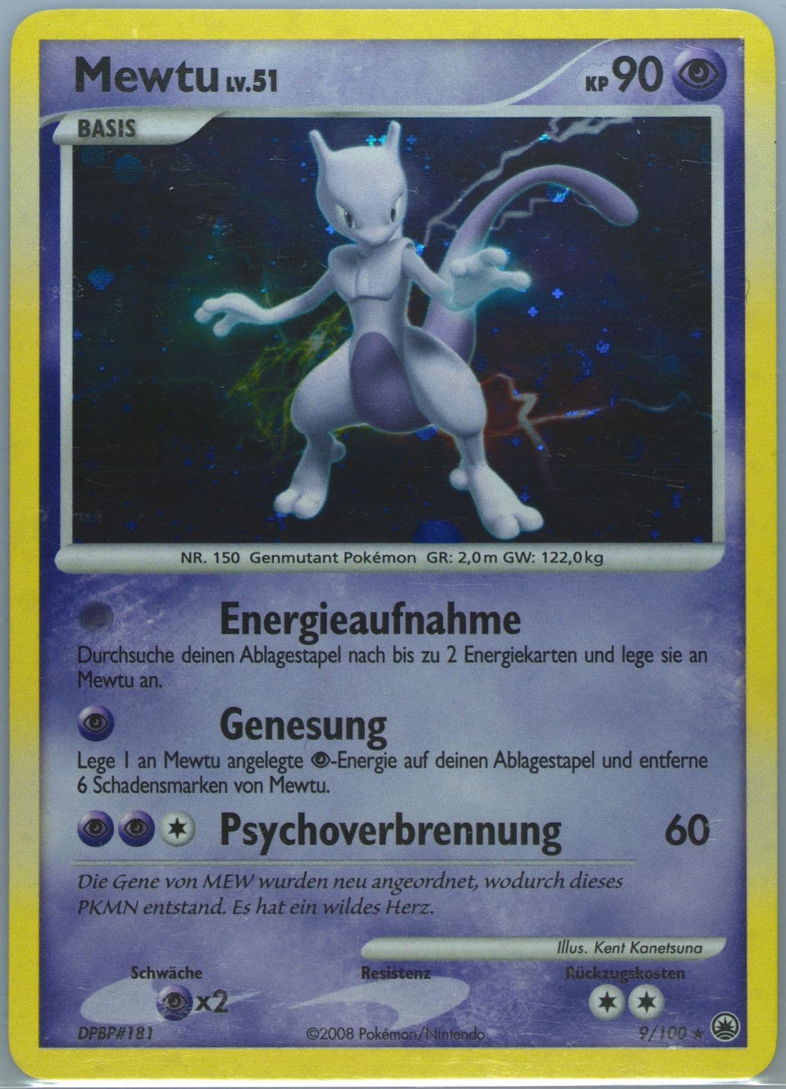 Mewtu-Holo German (9) 2008 Pokemon Diamond & Pearl Majestic Dawn