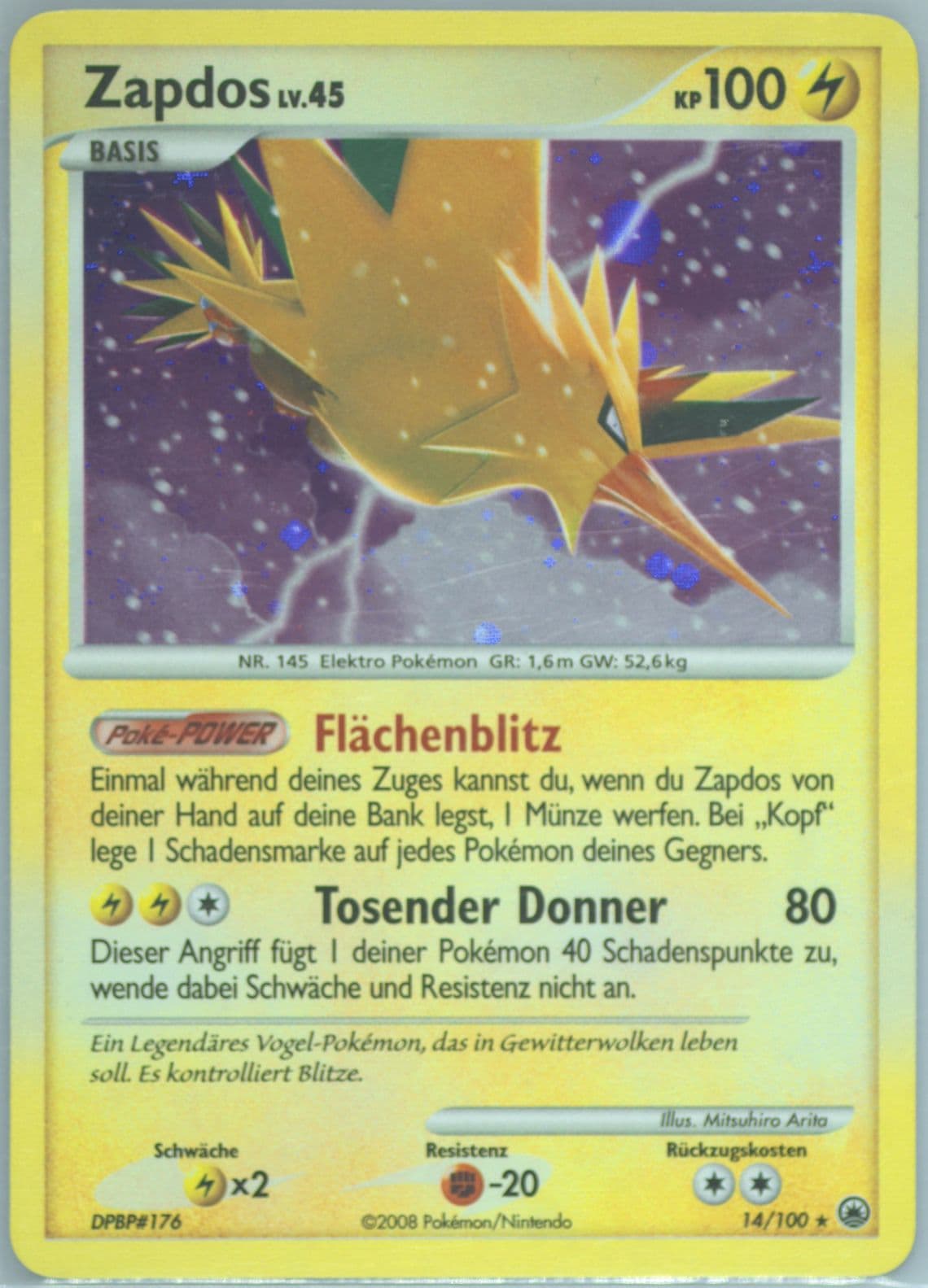 Zapdos-Holo German (14) 2008 Pokemon Diamond & Pearl Majestic Dawn
