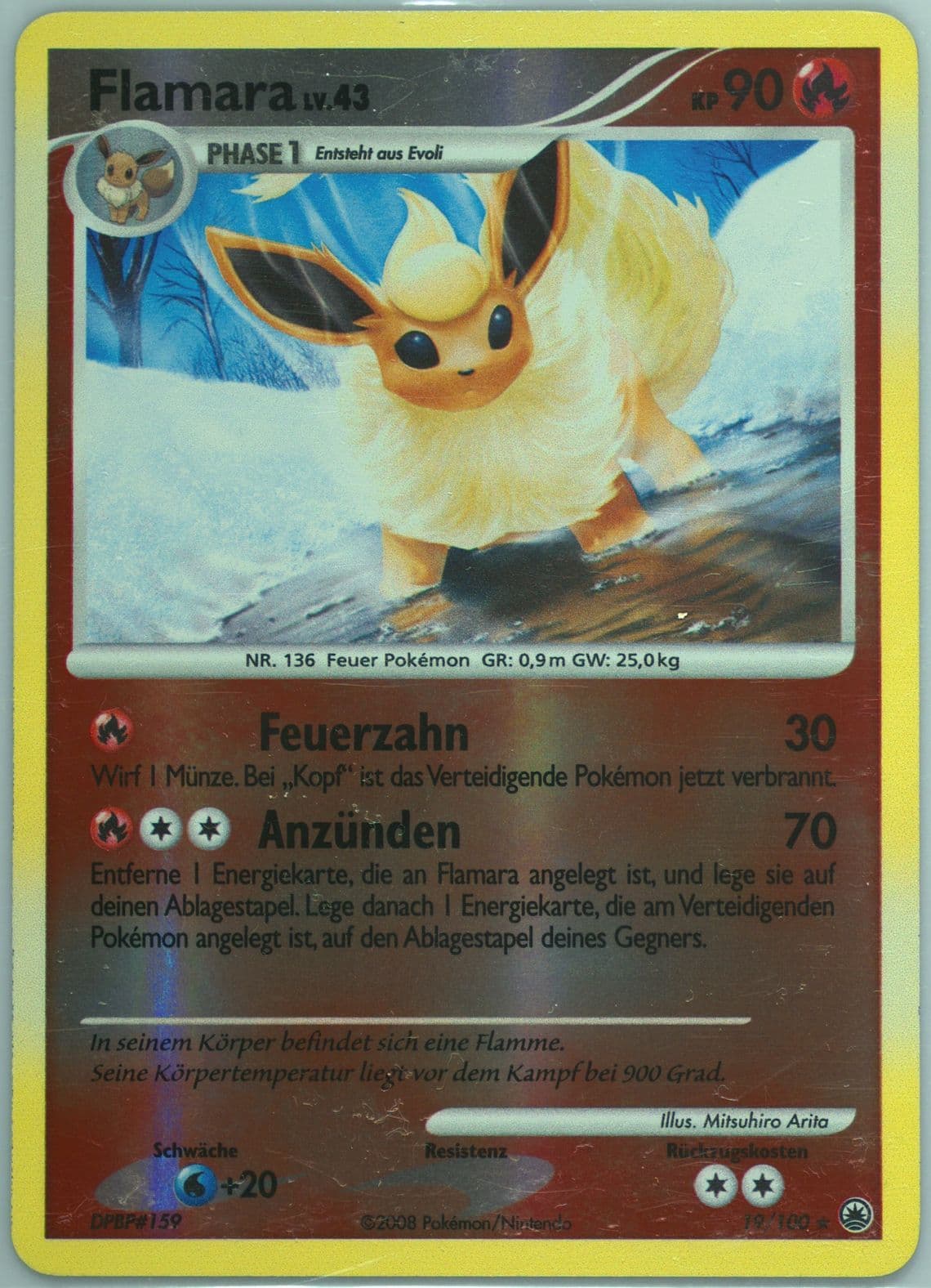 Flamara-Reverse Foil German (19) 2008 Pokemon Diamond & Pearl Majestic Dawn