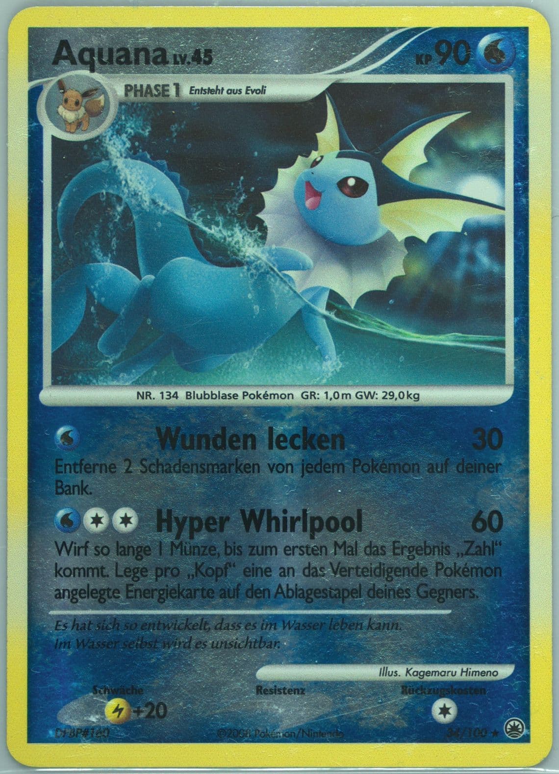 Aquana-Reverse Foil German (34) 2008 Pokemon Diamond & Pearl Majestic Dawn
