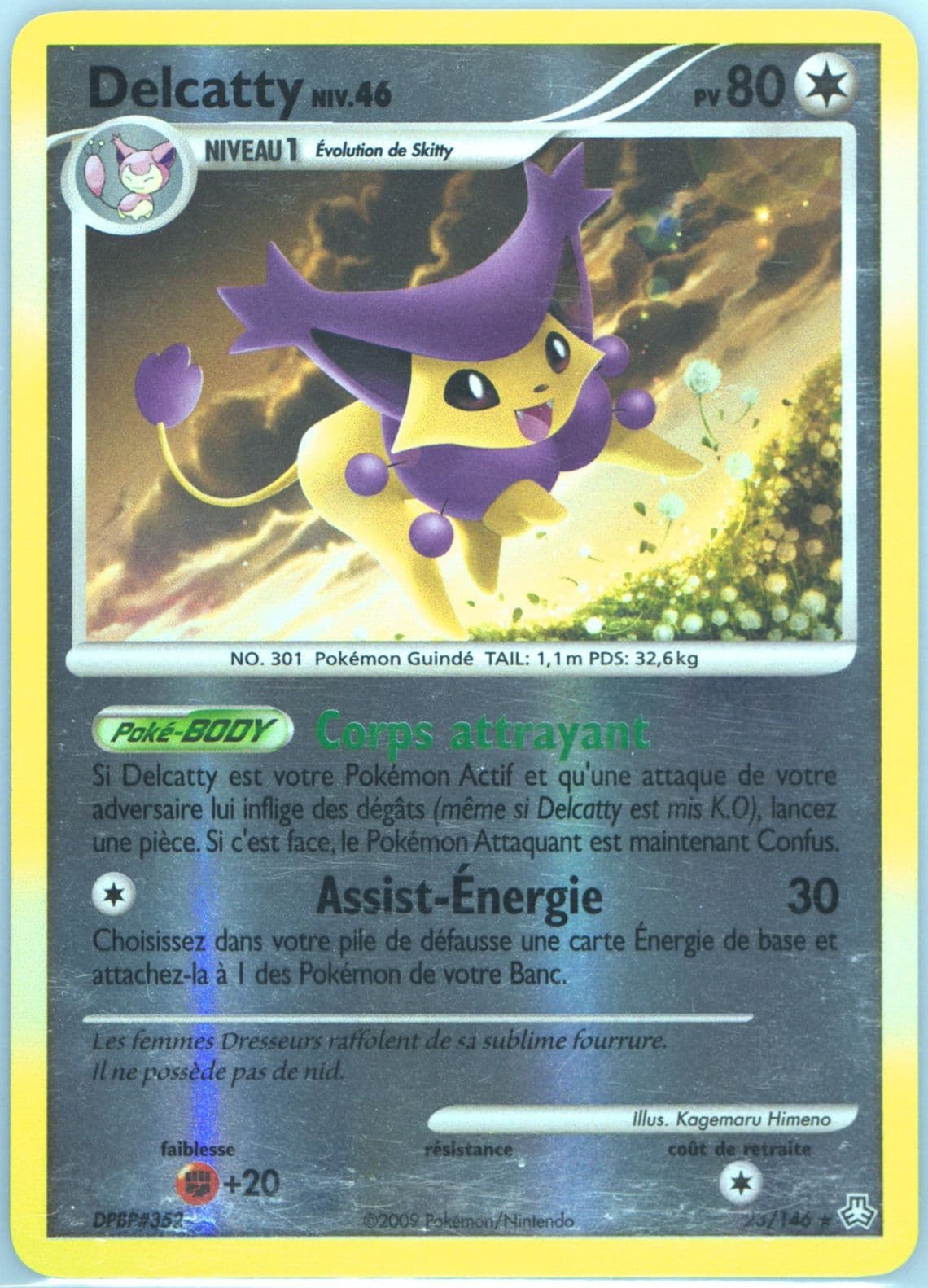 Delcatty-Reverse Foil (23) 2009 Pokemon French Diamond & Pearl Legends Awakened