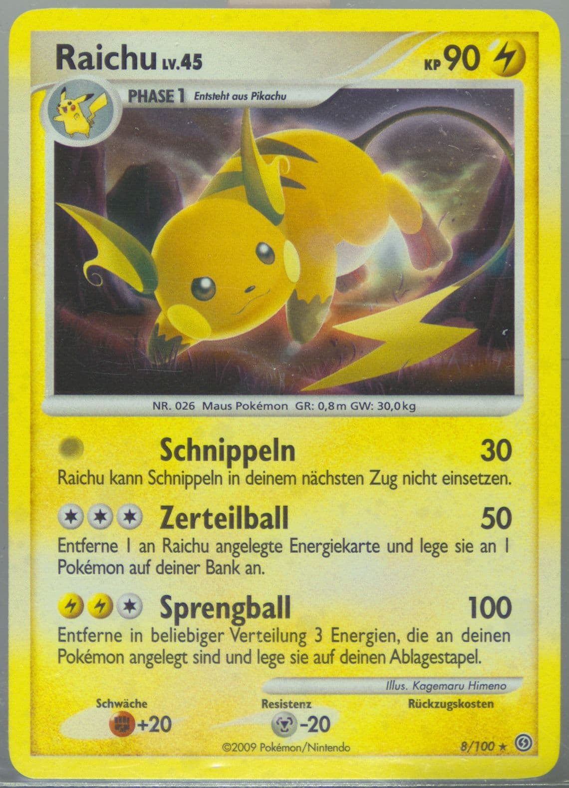 Raichu-Holo (8) 2009 Pokemon German Diamond & Pearl Stormfront
