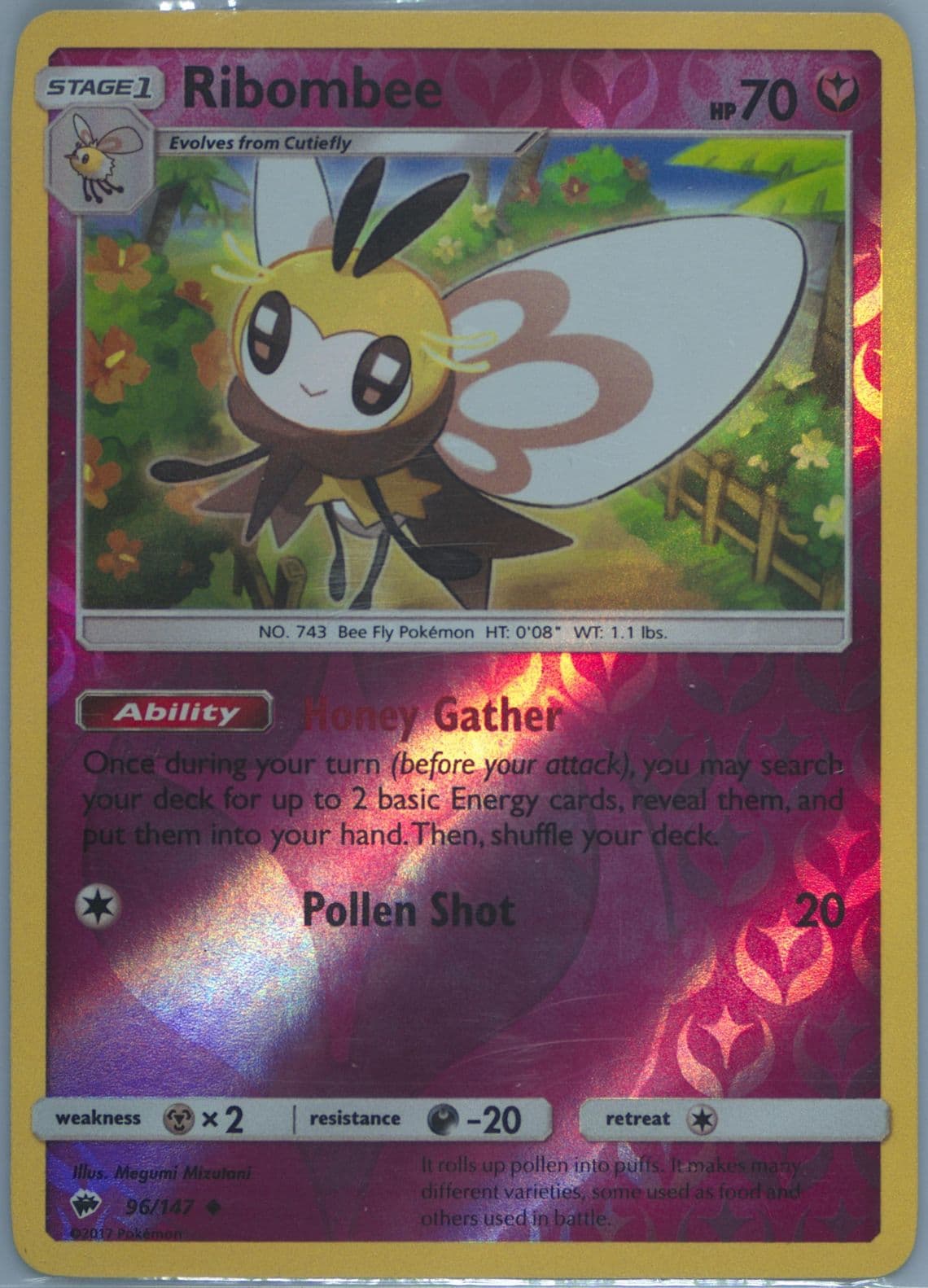 Ribombee-Reverse Foil (96) 2017 Pokemon Sun & Moon Burning Shadows