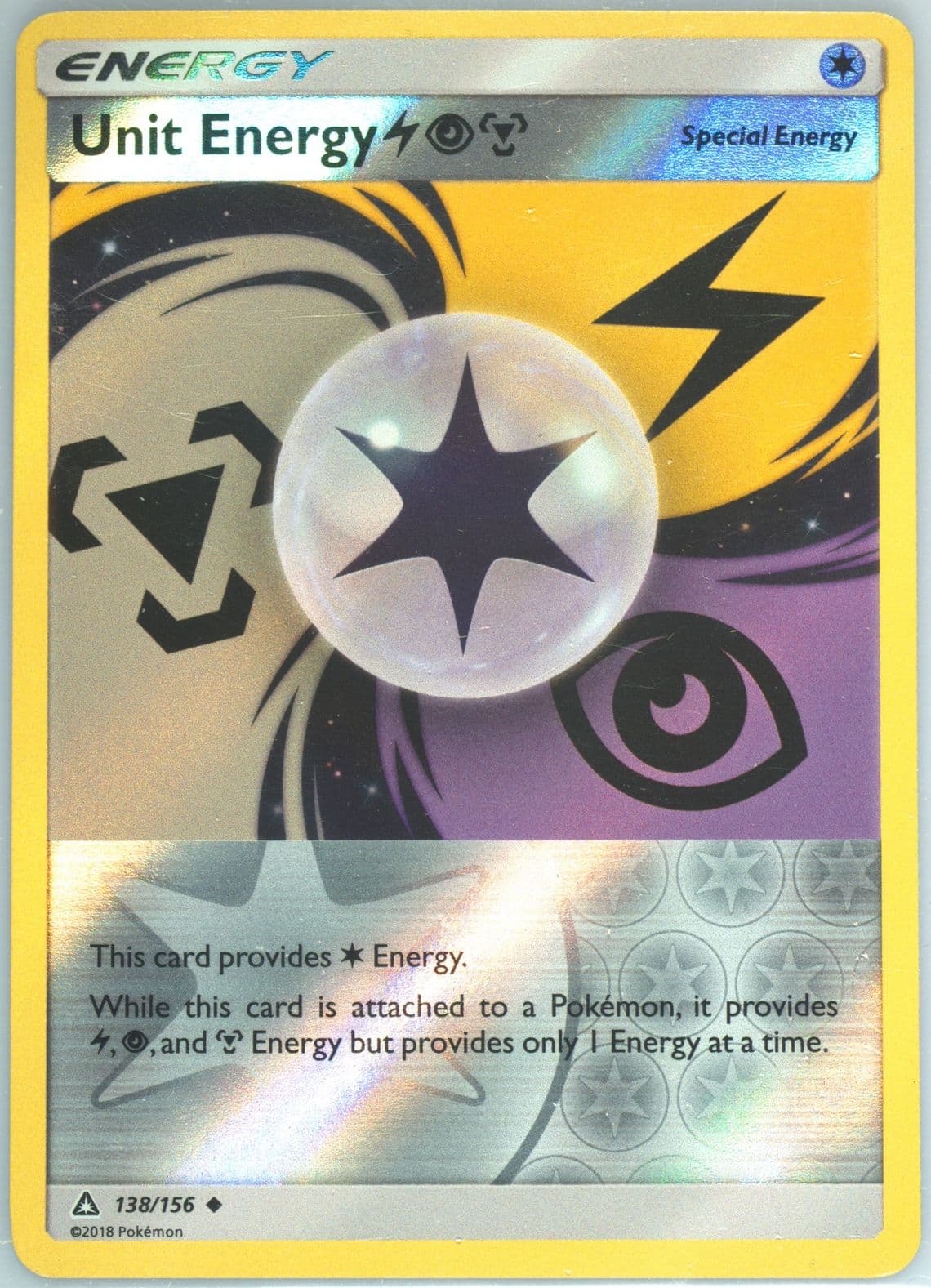 Unit Energy Lightning, Psychic, Metal-Reverse Foil (138) 2018 Pokemon Sun & Moon Ultra Prism