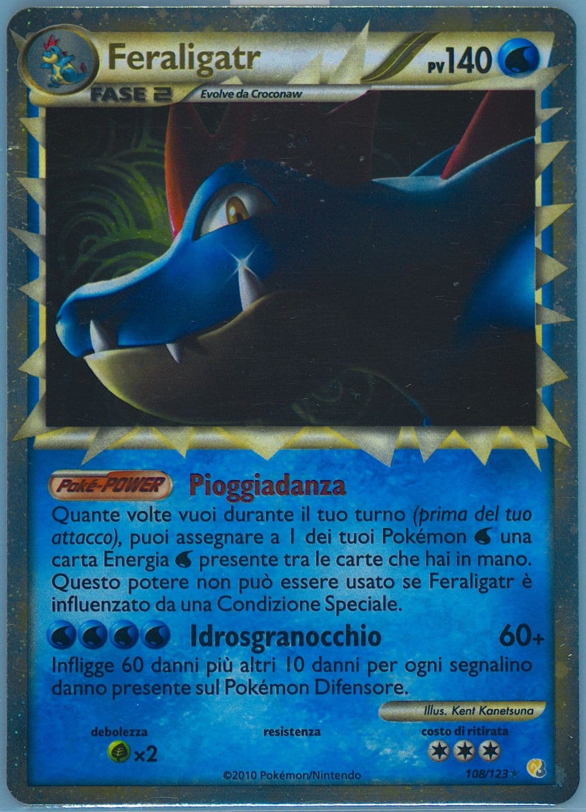 Feraligatr-Holo Italian (108) 2010 Pokemon Heartgold & Soulsilver