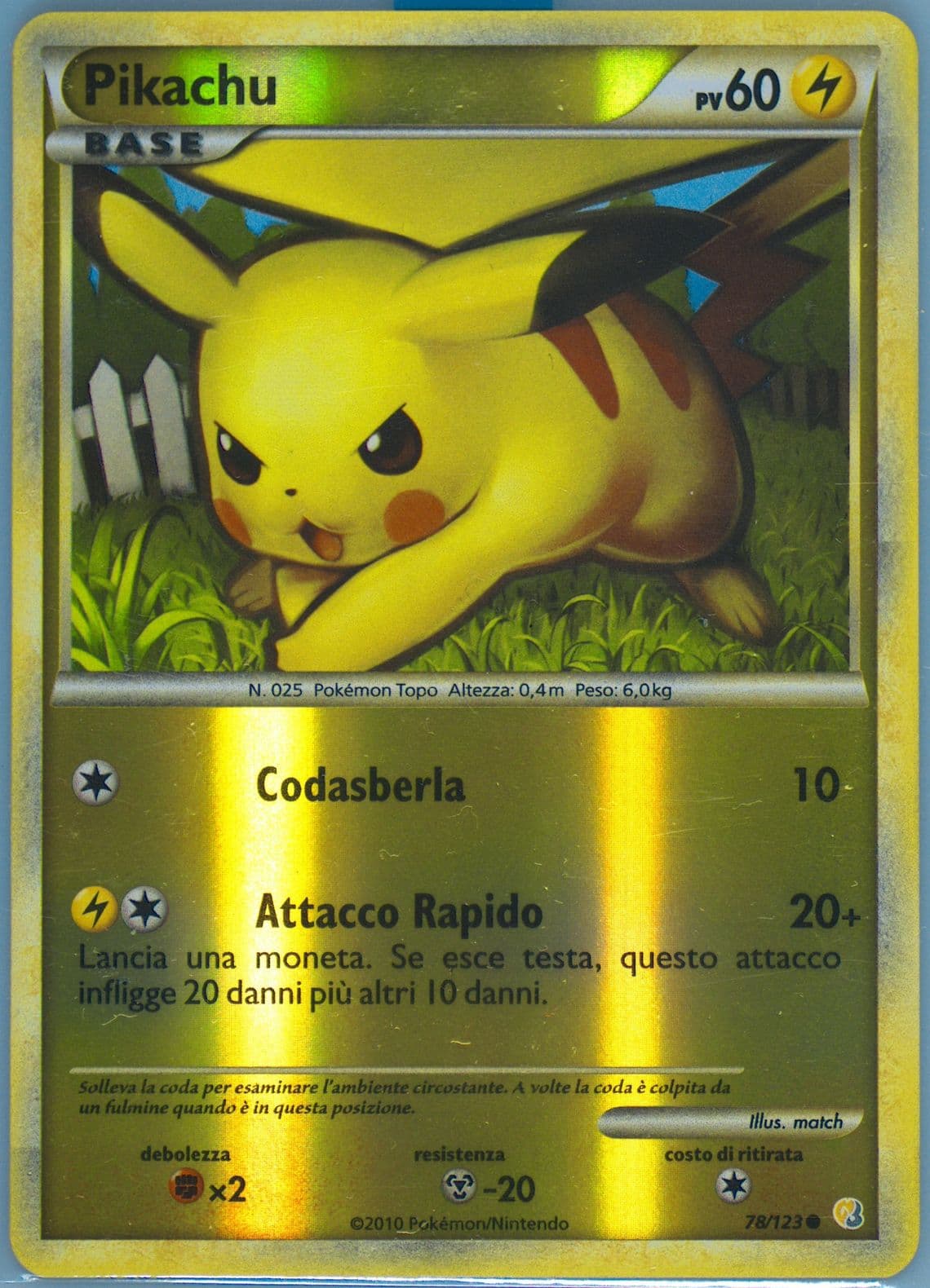 Pikachu-Reverse Foil Italian (78) 2010 Pokemon Heartgold & Soulsilver
