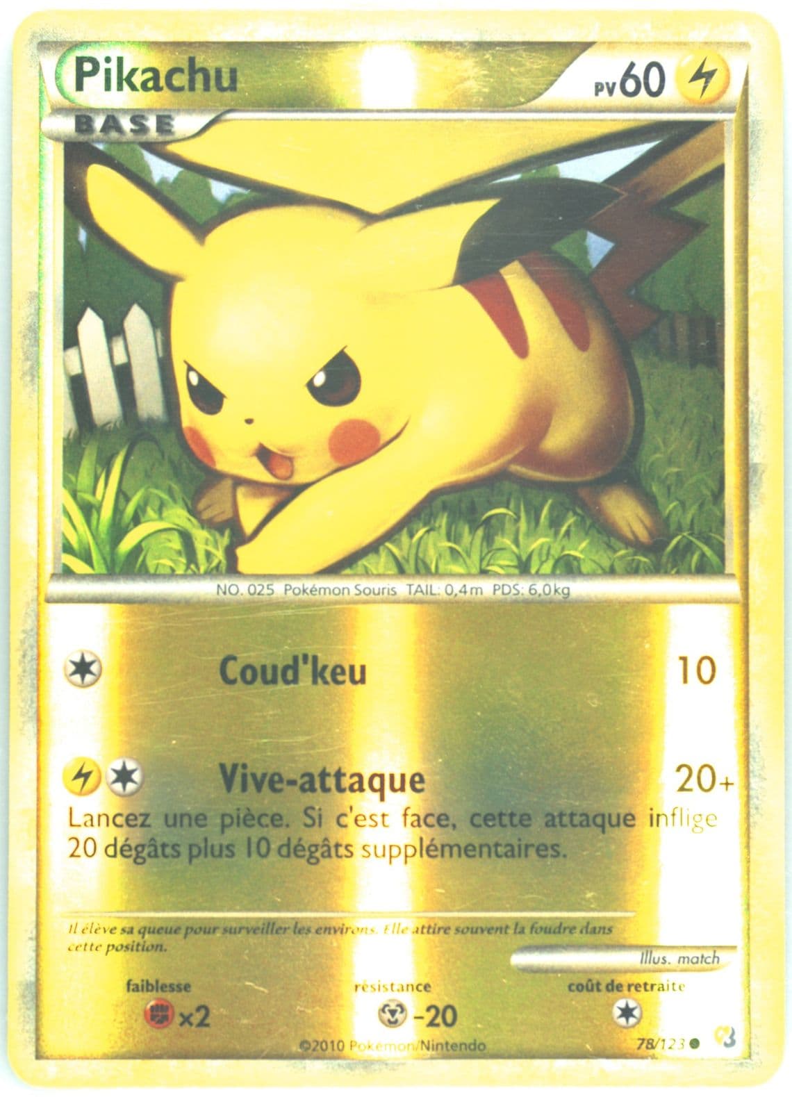 Pikachu-Reverse Foil French (78) 2010 Pokemon Heartgold & Soulsilver