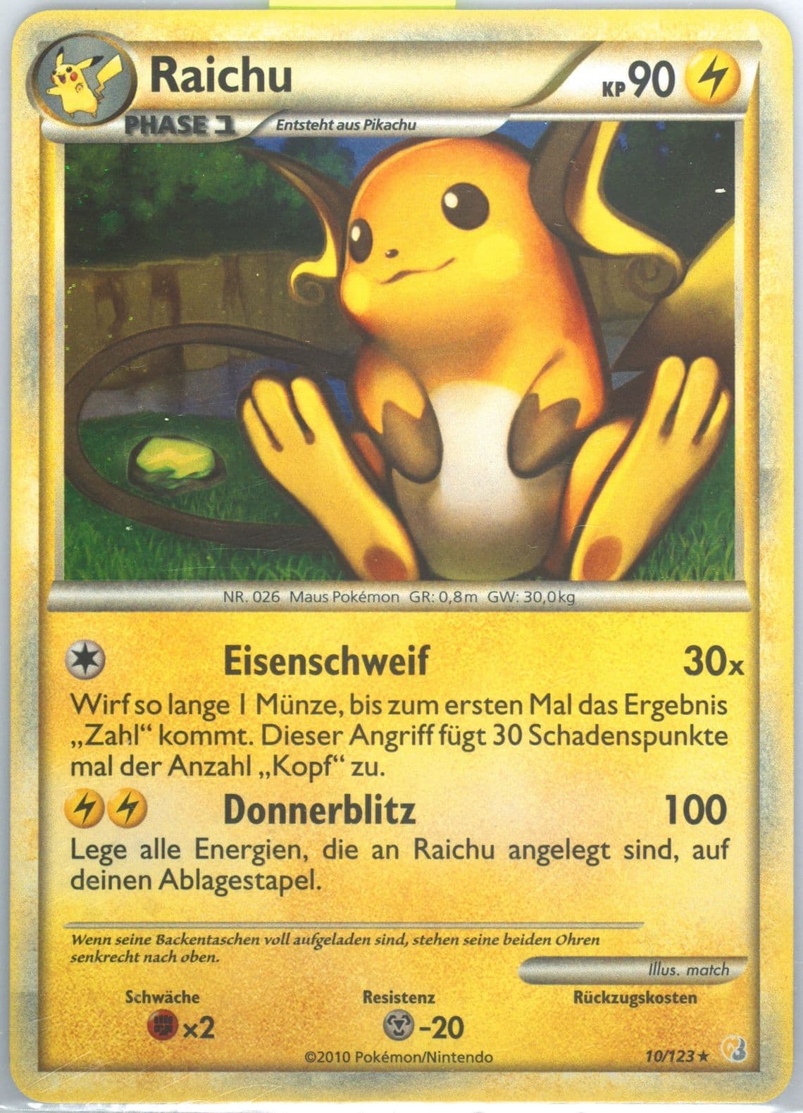 Raichu-Holo German (10) 2010 Pokemon Heartgold & Soulsilver