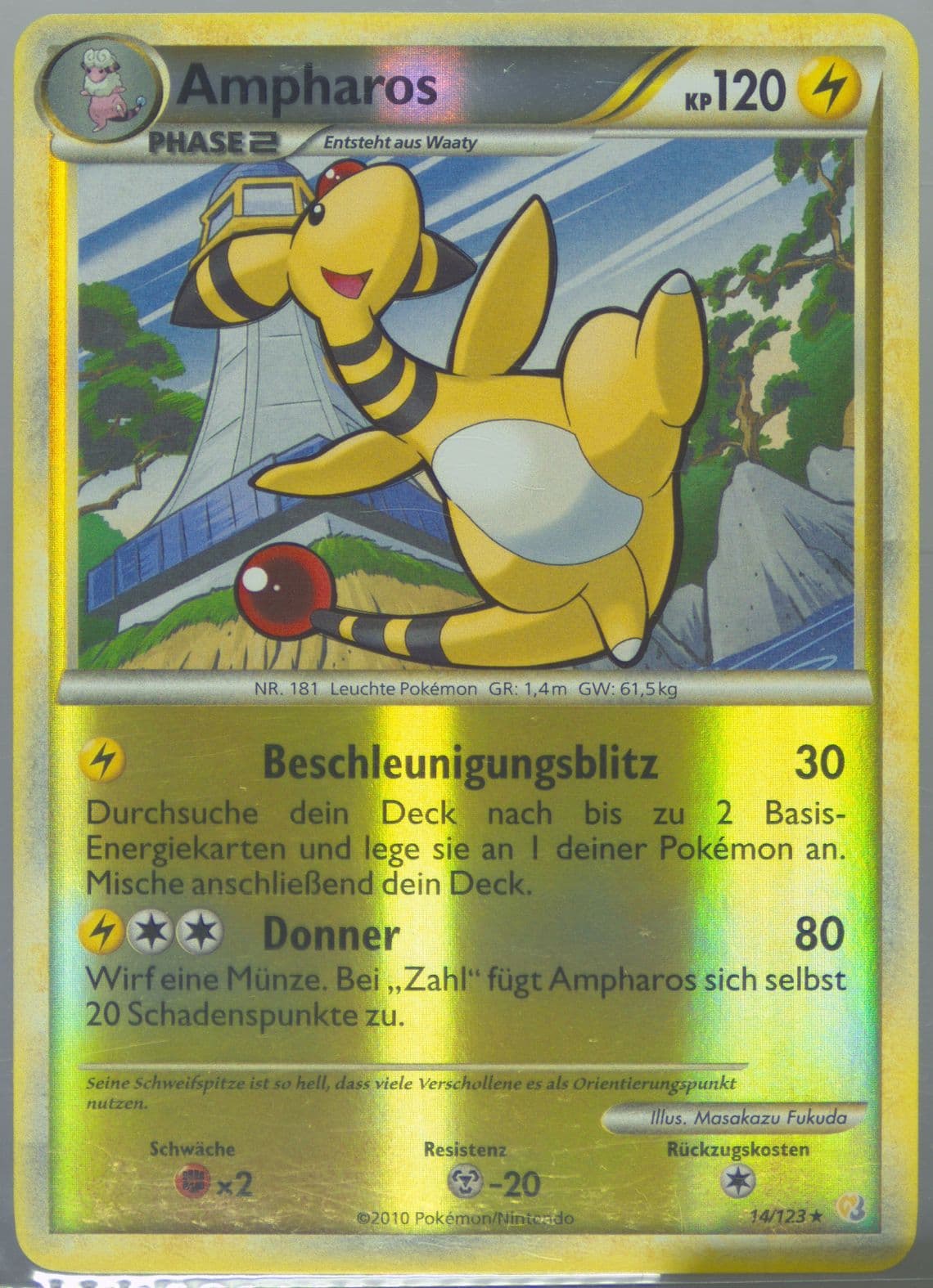 Ampharos-Reverse Foil German (14) 2010 Pokemon Heartgold & Soulsilver