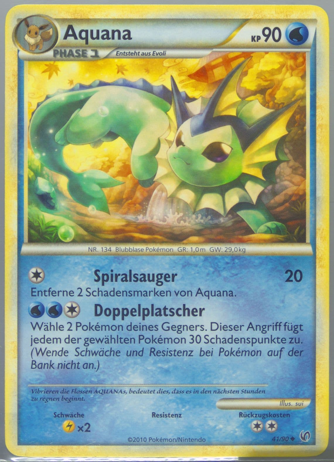 Aquana German (41) 2010 Pokemon Heartgold & Soulsilver Undaunted