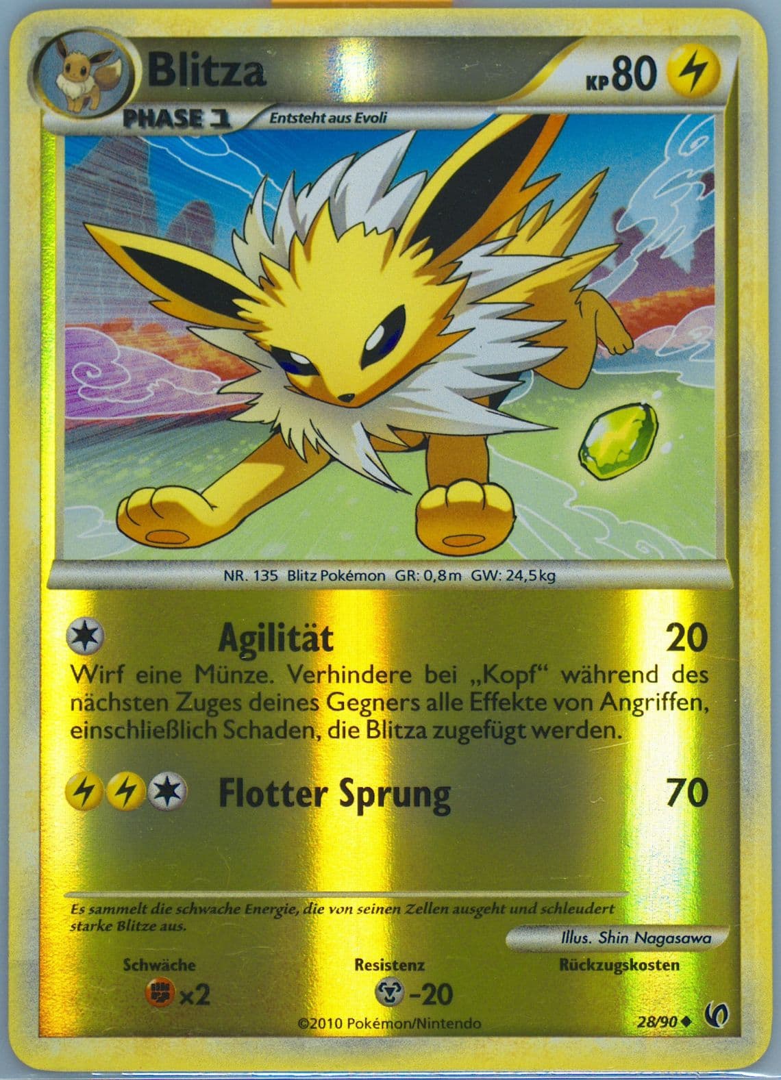 Blitza-Reverse Foil German (28) 2010 Pokemon Heartgold & Soulsilver Undaunted