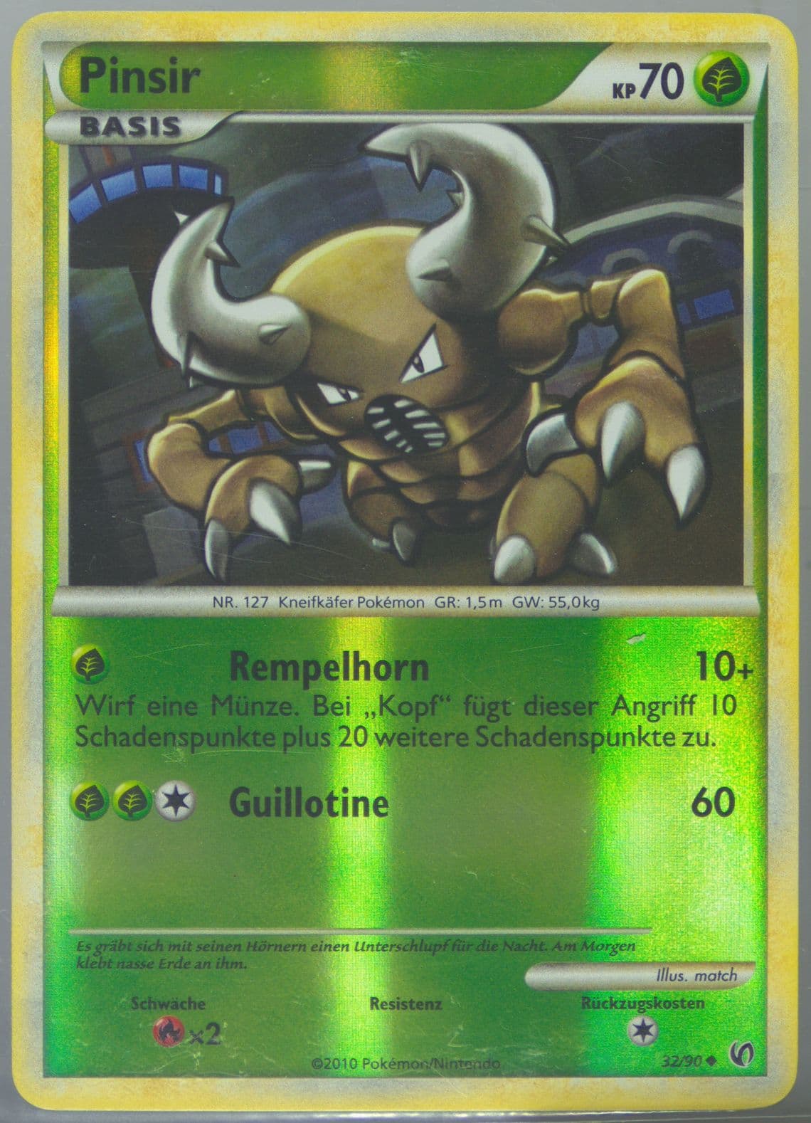 Pinsir-Reverse Foil German (32) 2010 Pokemon Heartgold & Soulsilver Undaunted