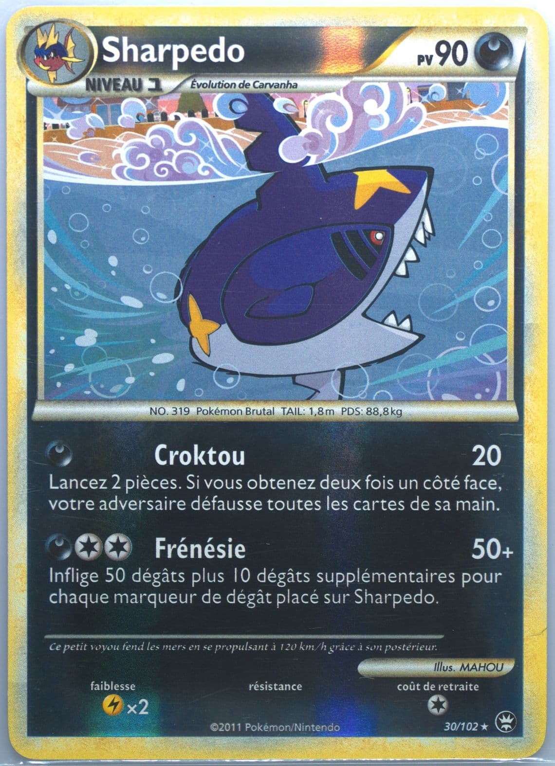 Sharpedo-Reverse Foil (30) 2011 Pokemon French Heartgold & Soulsilver Triumphant