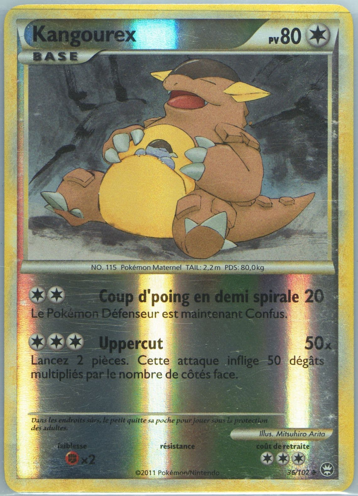 Kangourex-Reverse Foil (36) 2011 Pokemon French Heartgold & Soulsilver Triumphant