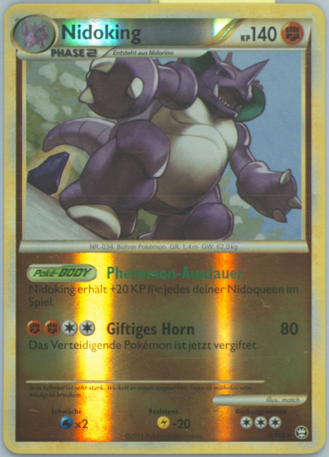 Nidoking-Reverse Foil (6) 2011 Pokemon German Heartgold & Soulsilver Triumphant