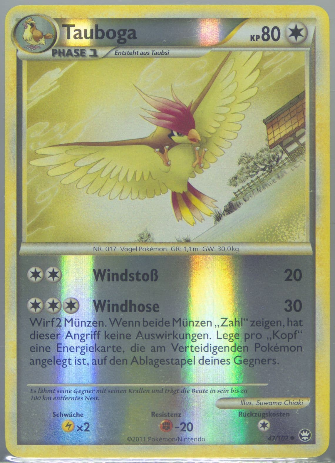 Tauboga-Reverse Foil (47) 2011 Pokemon German Heartgold & Soulsilver Triumphant