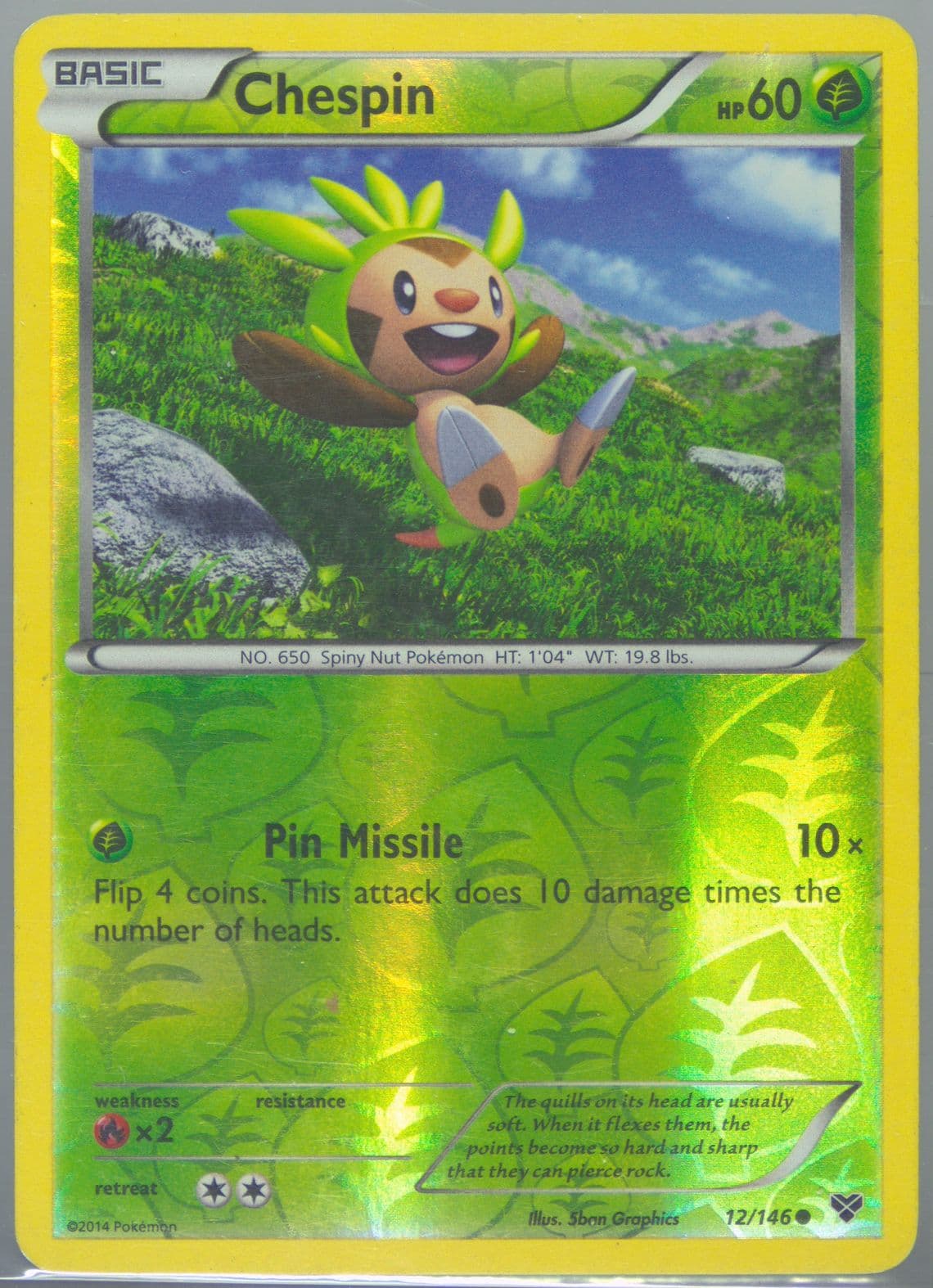 Chespin-Reverse Foil (12) 2014 Pokemon XY