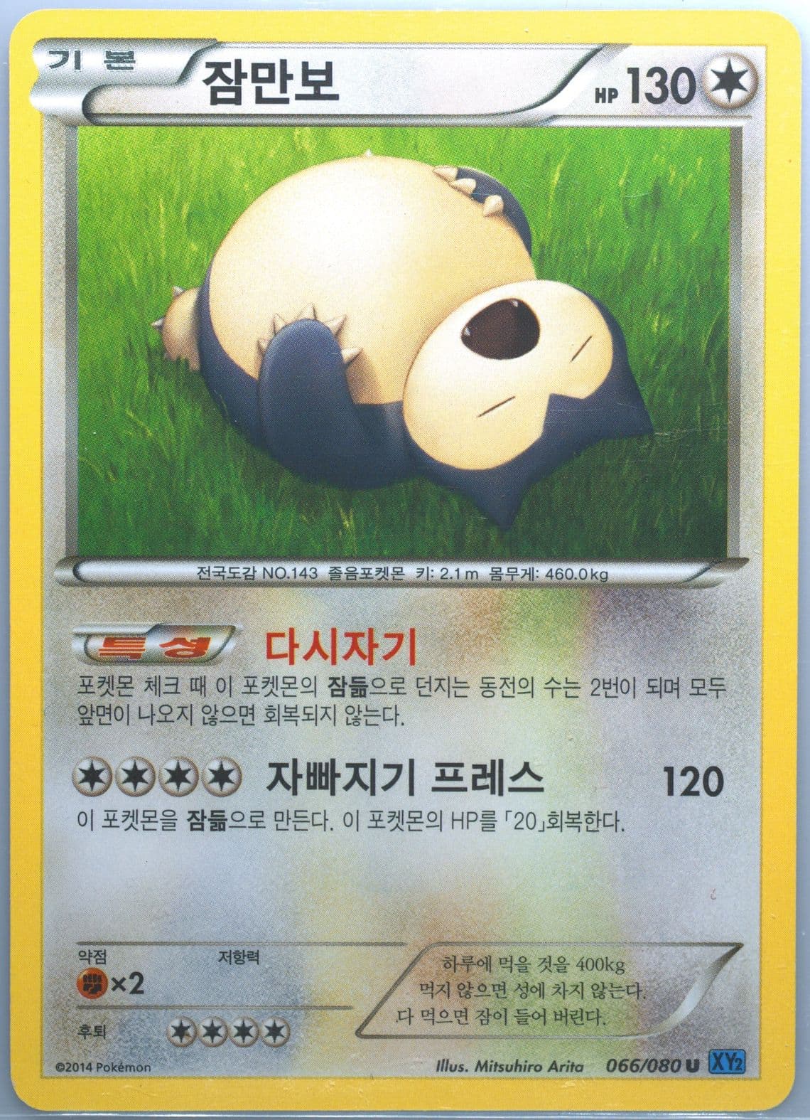 Snorlax (066) 2014 Pokemon Korean XY Wild Blaze