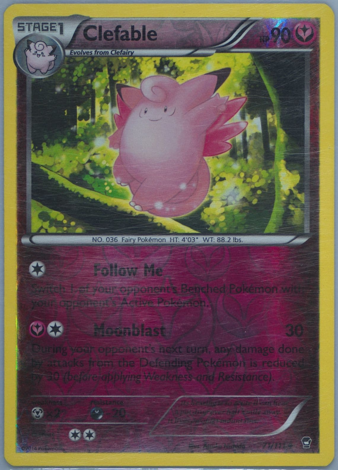 Clefable-Reverse Foil (71) 2014 Pokemon XY Furious Fists
