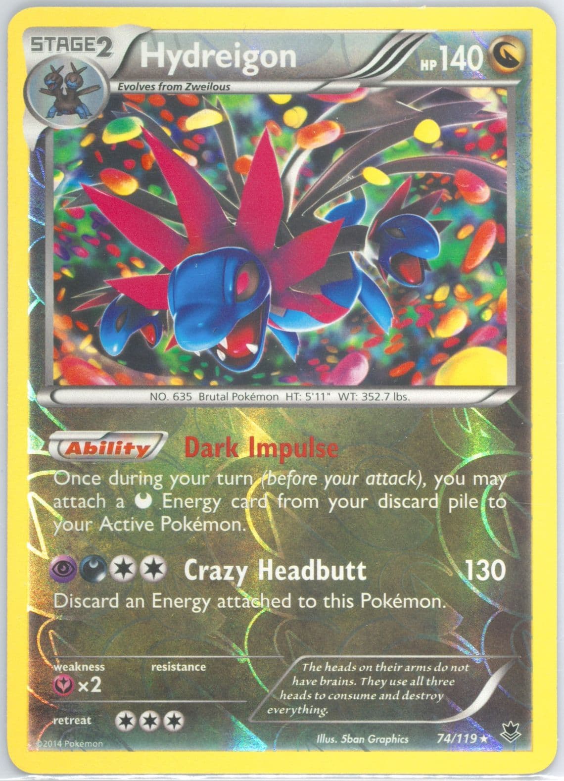 Hydreigon-Reverse Foil (74) 2014 Pokemon XY Phantom Forces