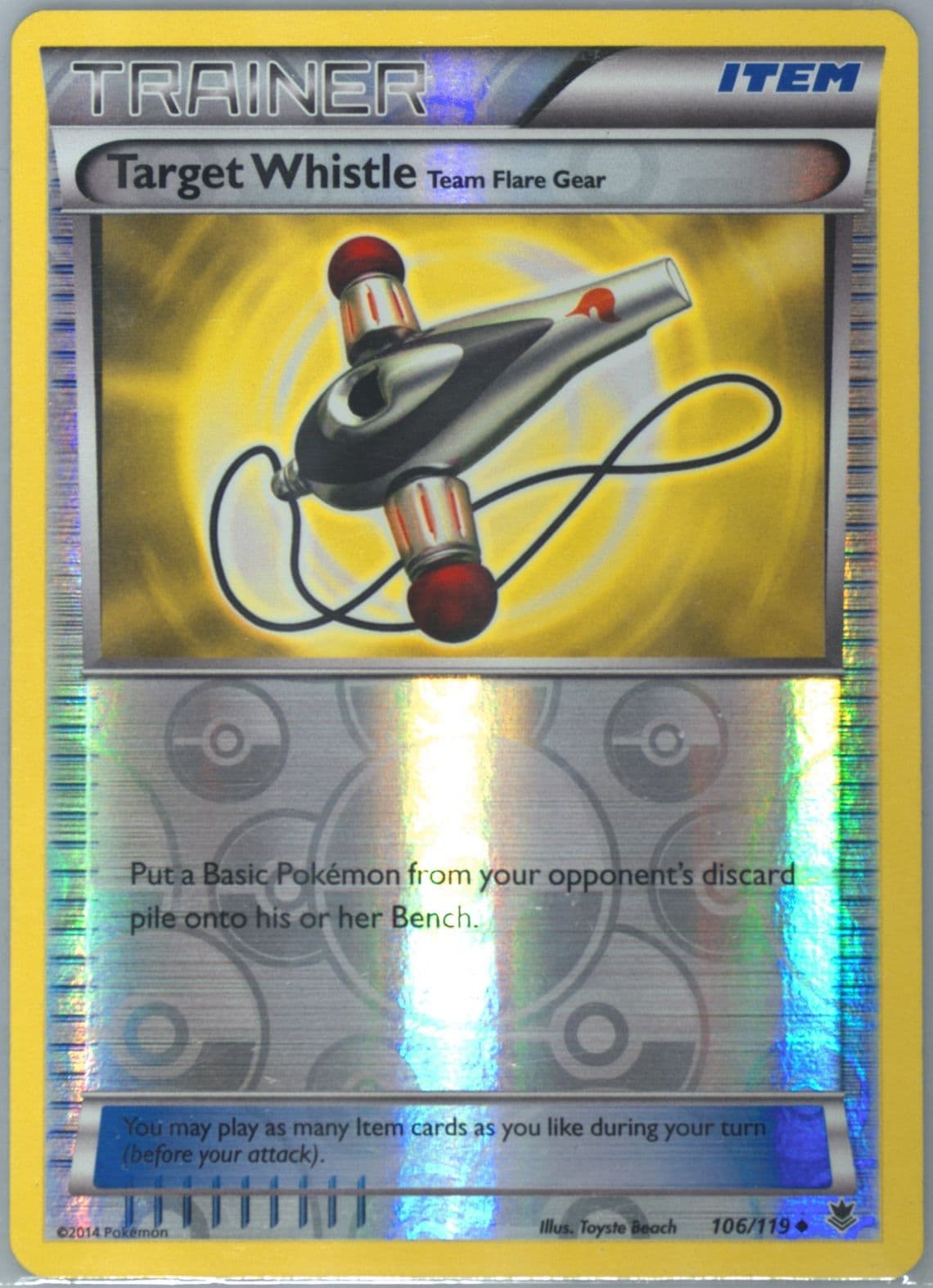 Target Whistle-Reverse Foil (106) 2014 Pokemon XY Phantom Forces