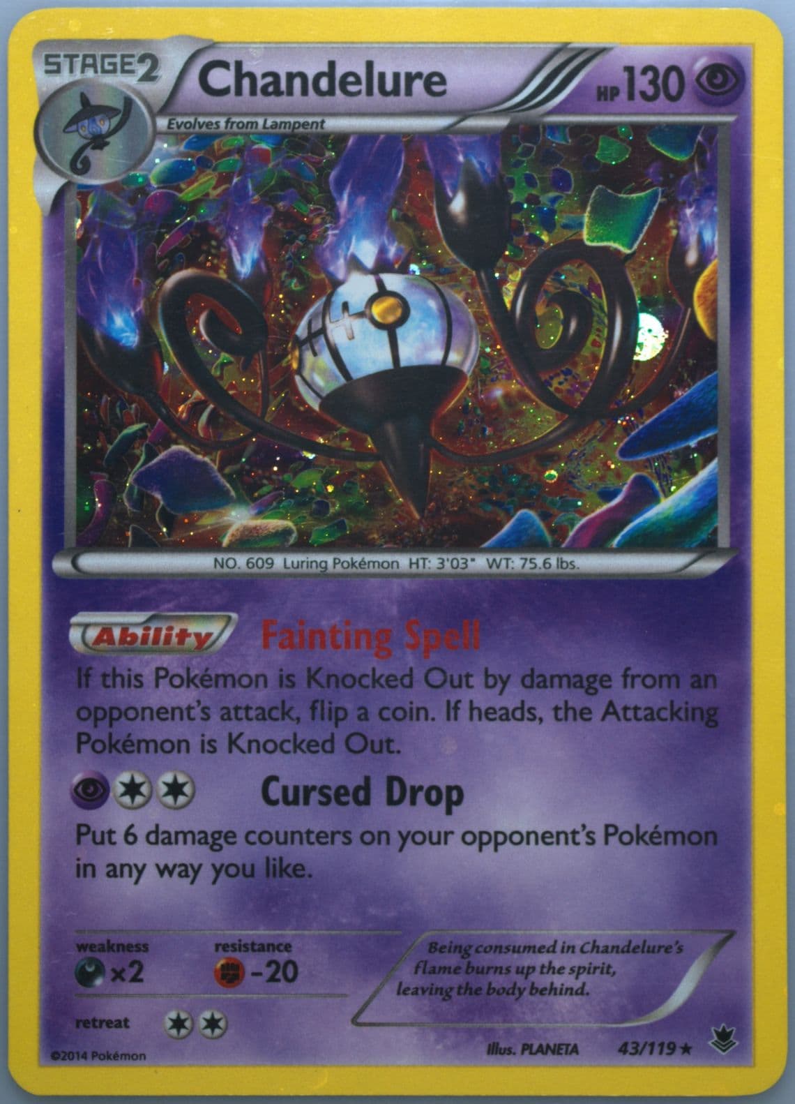 Chandelure-Holo Cosmos (43) 2014 Pokemon XY Phantom Forces