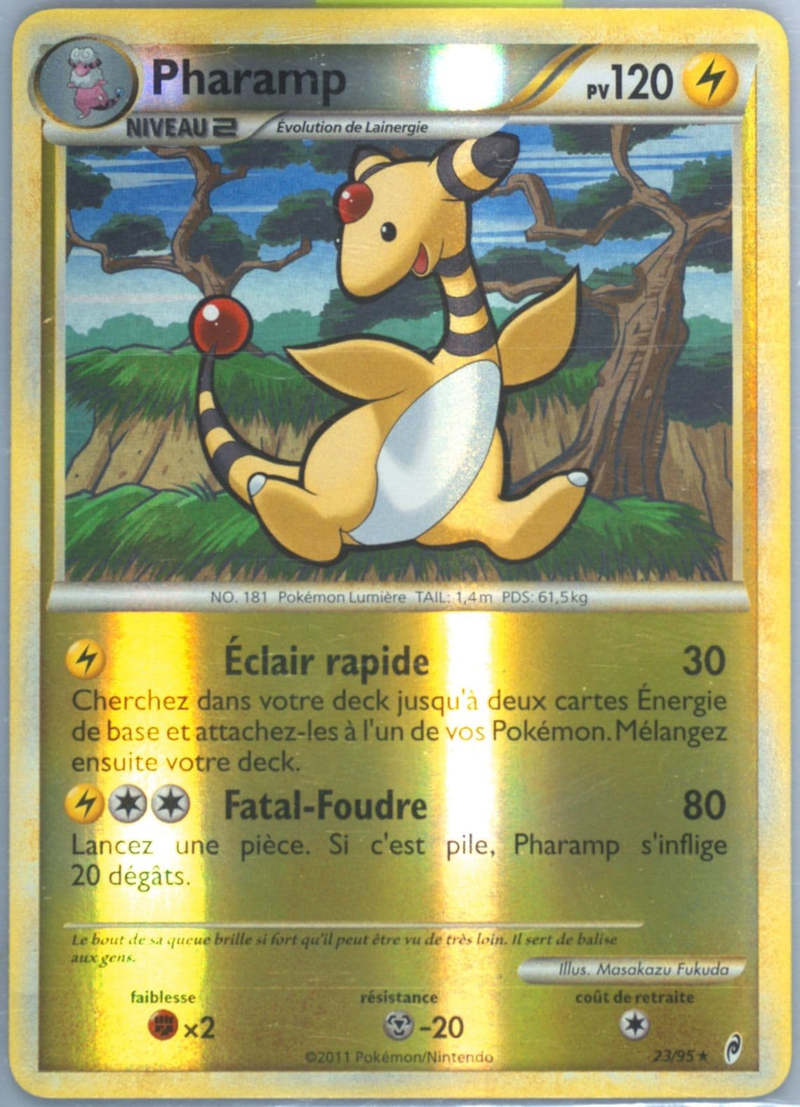 Pharamp-Reverse Foil French (23) 2011 Pokemon Call of Legends