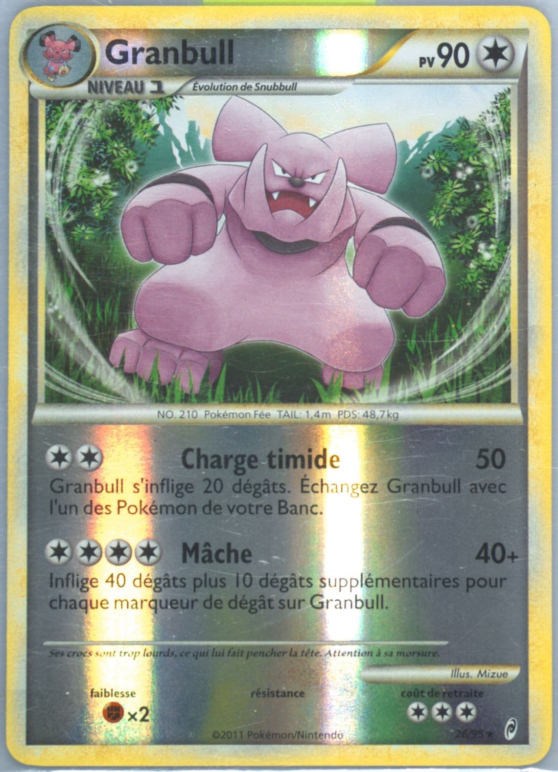 Granbull-Reverse Foil French (26) 2011 Pokemon Call of Legends