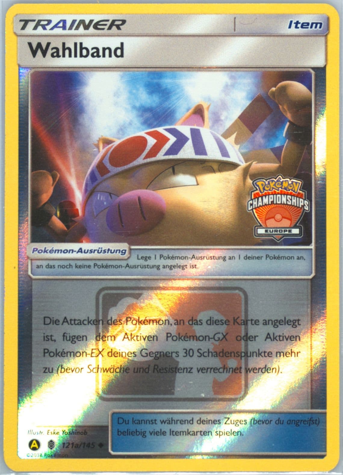 Wahlband-Reverse Foil Yellow A 2019 Season International Championships Europe- Staff-German (121a) 2017 Pokemon Sun & Moon Guardians Rising