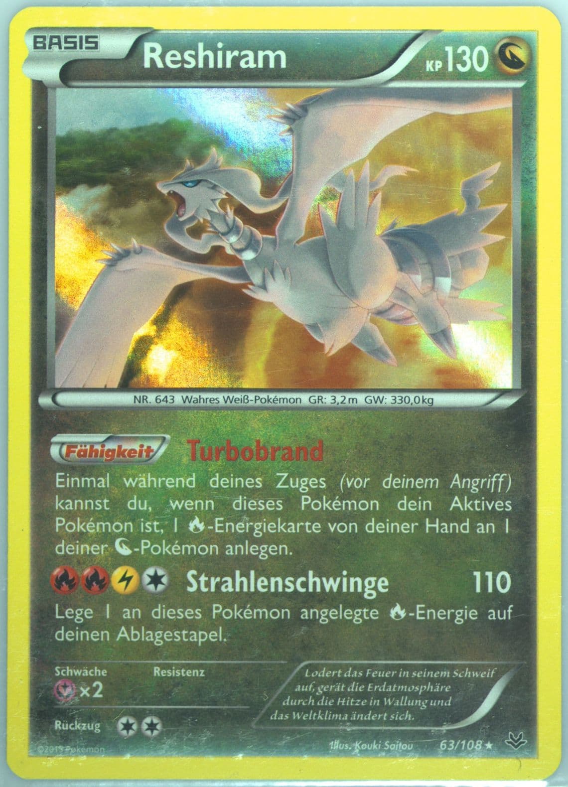 Reshiram-Holo German (63) 2015 Pokemon XY Roaring Skies