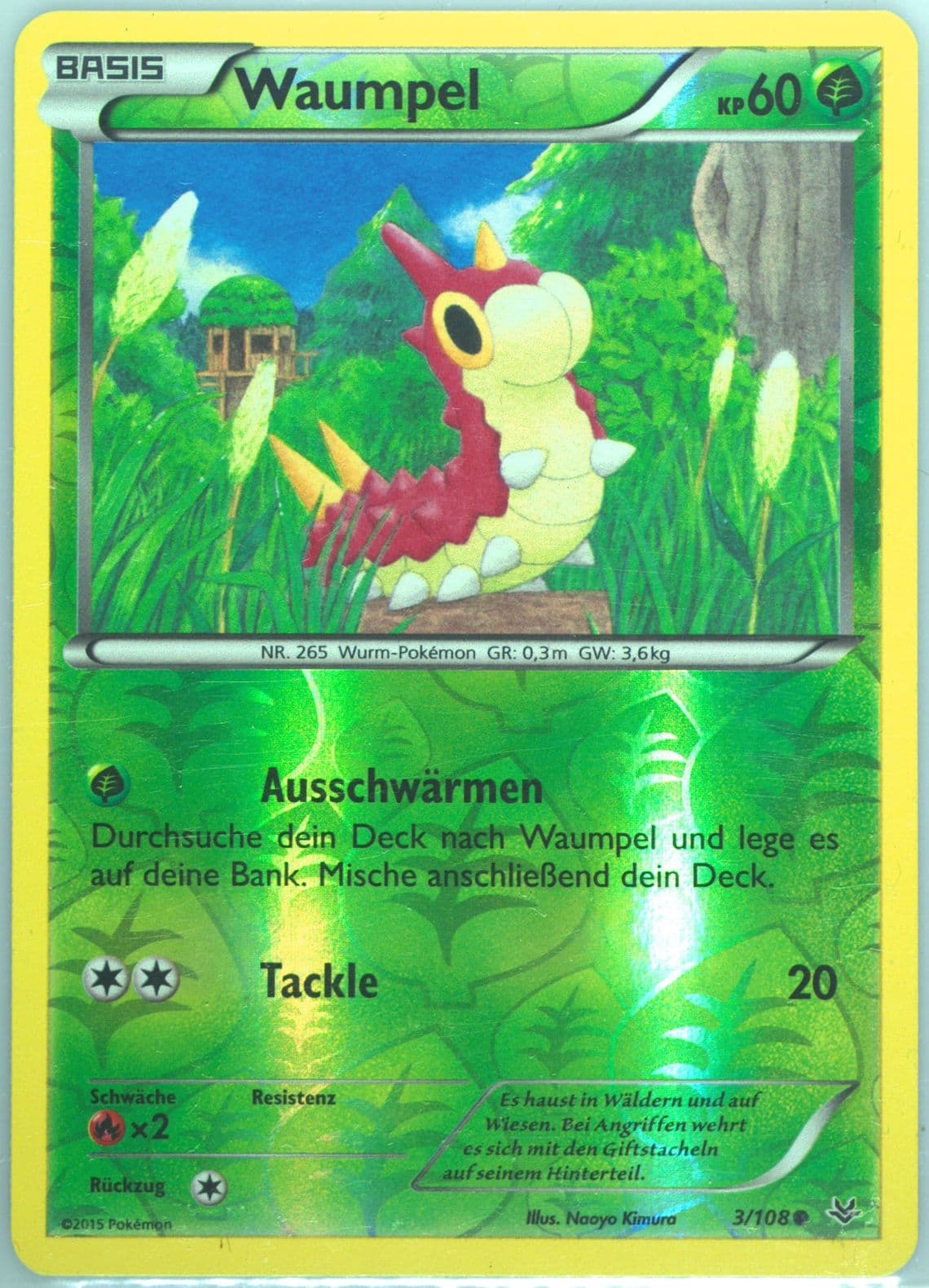Waumpel-Reverse Foil German (3) 2015 Pokemon XY Roaring Skies