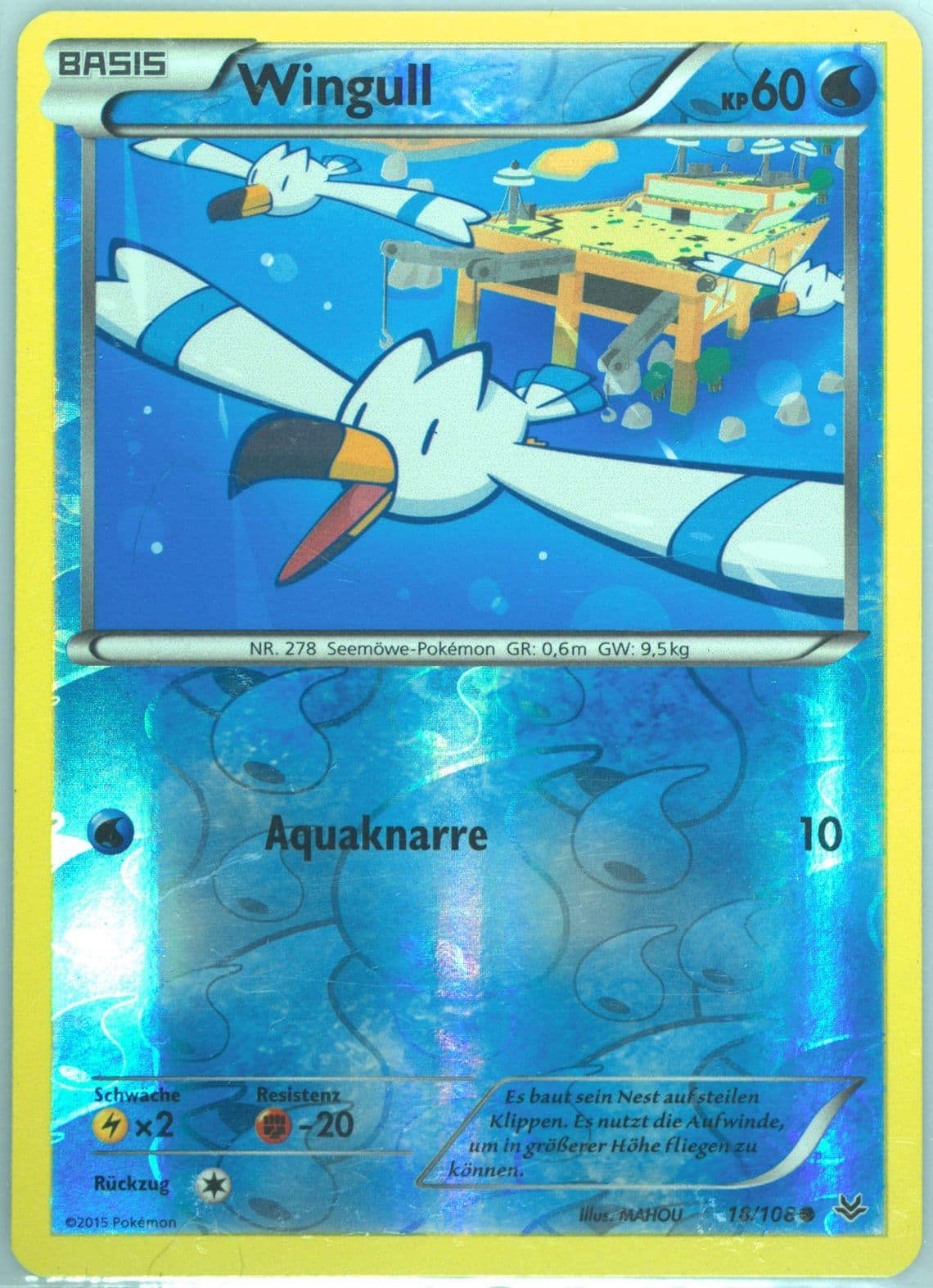 Wingull-Reverse Foil German (18) 2015 Pokemon XY Roaring Skies